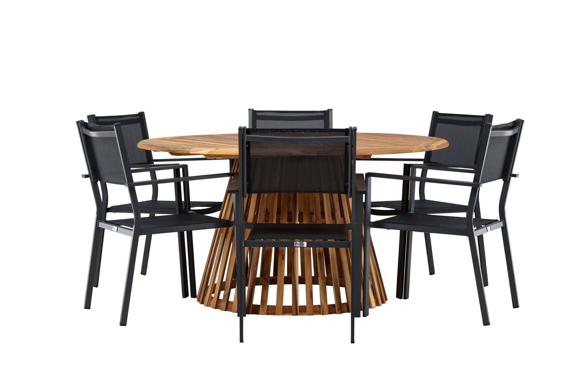 Venture Home Tucumán spisebord - Acacia ø120 +Copacabana Stacking stol - Black/Black - Ersätter 4131-408 _6