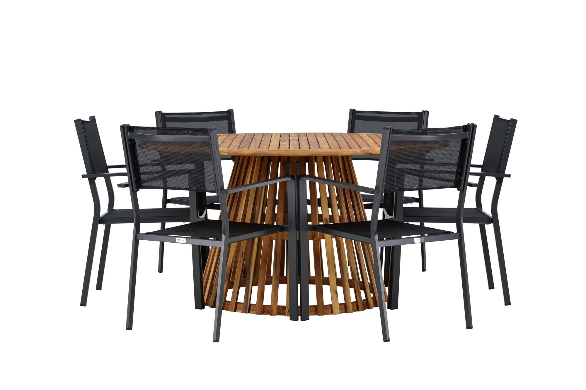 Venture Home Tucumán spisebord - Acacia ø120 +Copacabana Stacking stol - Black/Black - Ersätter 4131-408 _6
