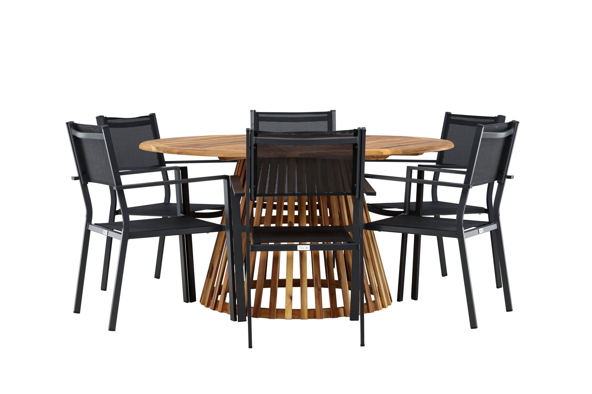 Venture Home Tucumán spisebord - Acacia ø120 +Copacabana Stacking stol - Black/Black - Ersätter 4131-408 _6