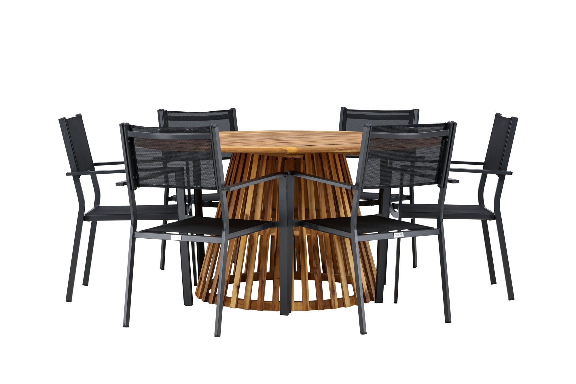 Venture Home Tucumán spisebord - Acacia ø120 +Copacabana Stacking stol - Black/Black - Ersätter 4131-408 _6