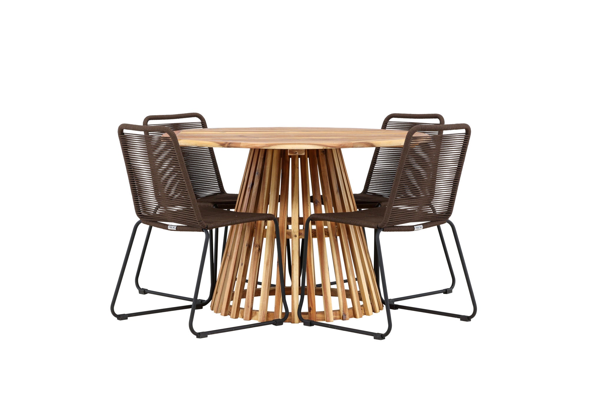 Venture Home Lumpur Diningbord Acacia - Teaklook / rund ø110**75 +Lindos Diningchair Aluminium - Black / _4