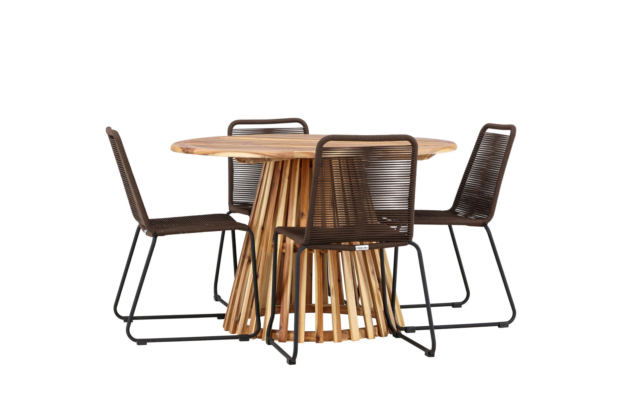 Venture Home Lumpur Diningbord Acacia - Teaklook / rund ø110**75 +Lindos Diningchair Aluminium - Black / _4