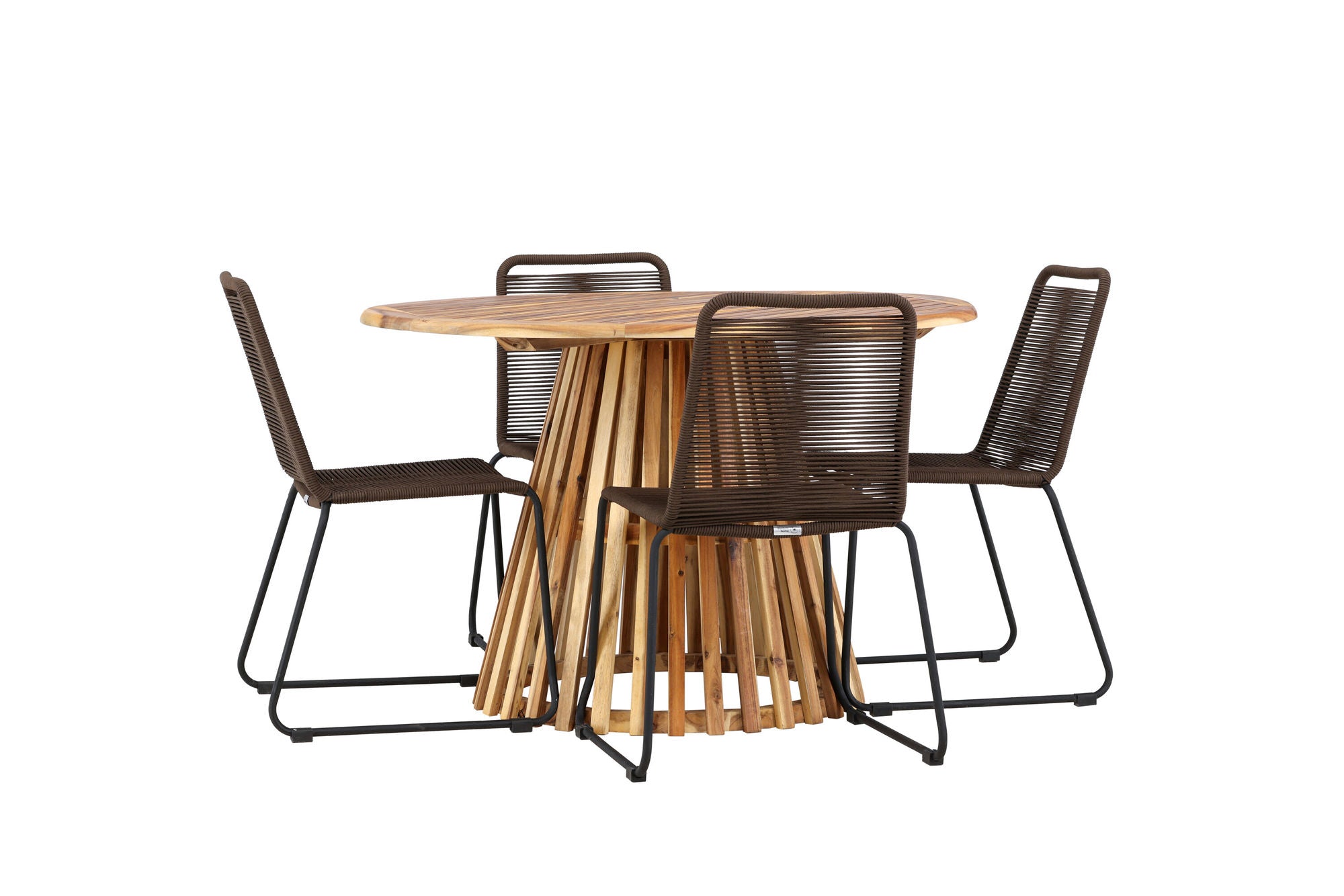 Venture Home Lumpur Diningbord Acacia - Teaklook / rund ø110**75 +Lindos Diningchair Aluminium - Black / _4