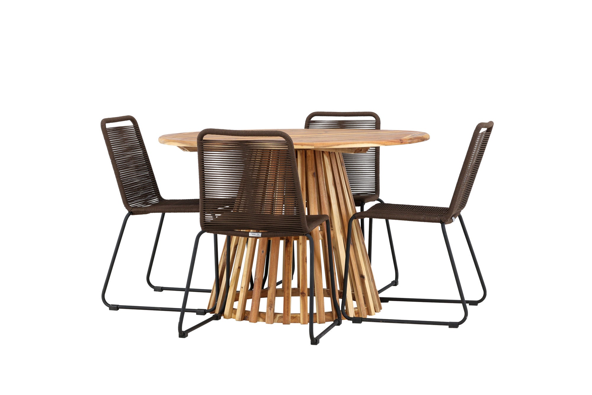 Venture Home Lumpur Diningbord Acacia - Teaklook / rund ø110**75 +Lindos Diningchair Aluminium - Black / _4