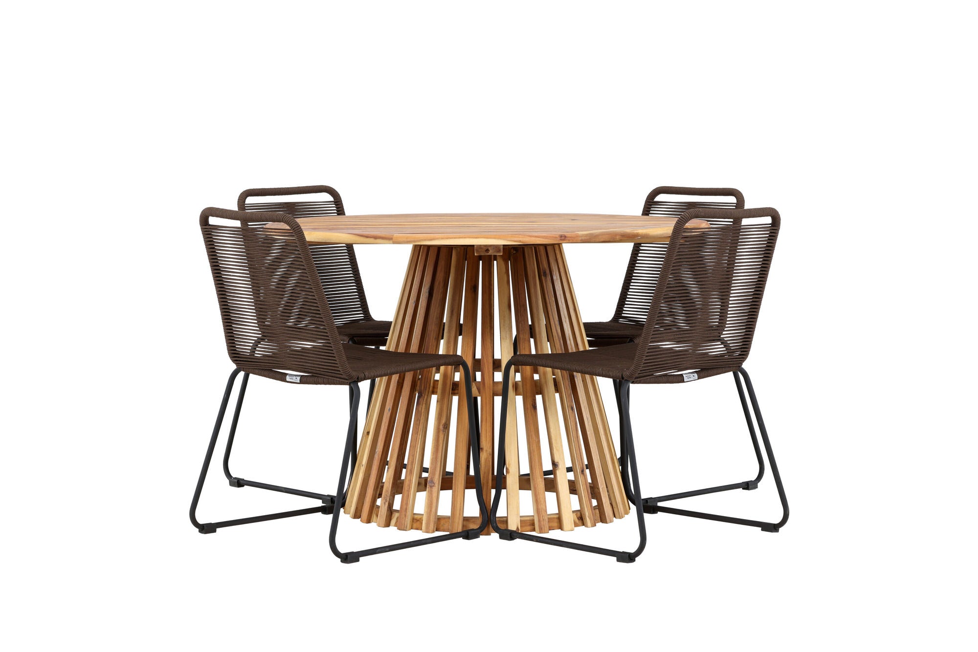 Venture Home Lumpur Diningbord Acacia - Teaklook / rund ø110**75 +Lindos Diningchair Aluminium - Black / _4