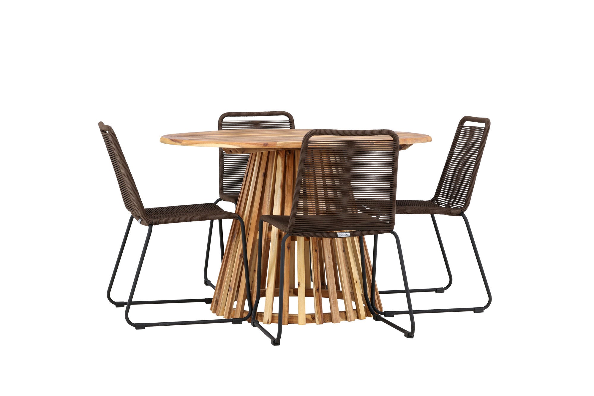 Venture Home Lumpur Diningbord Acacia - Teaklook / rund ø110**75 +Lindos Diningchair Aluminium - Black / _4