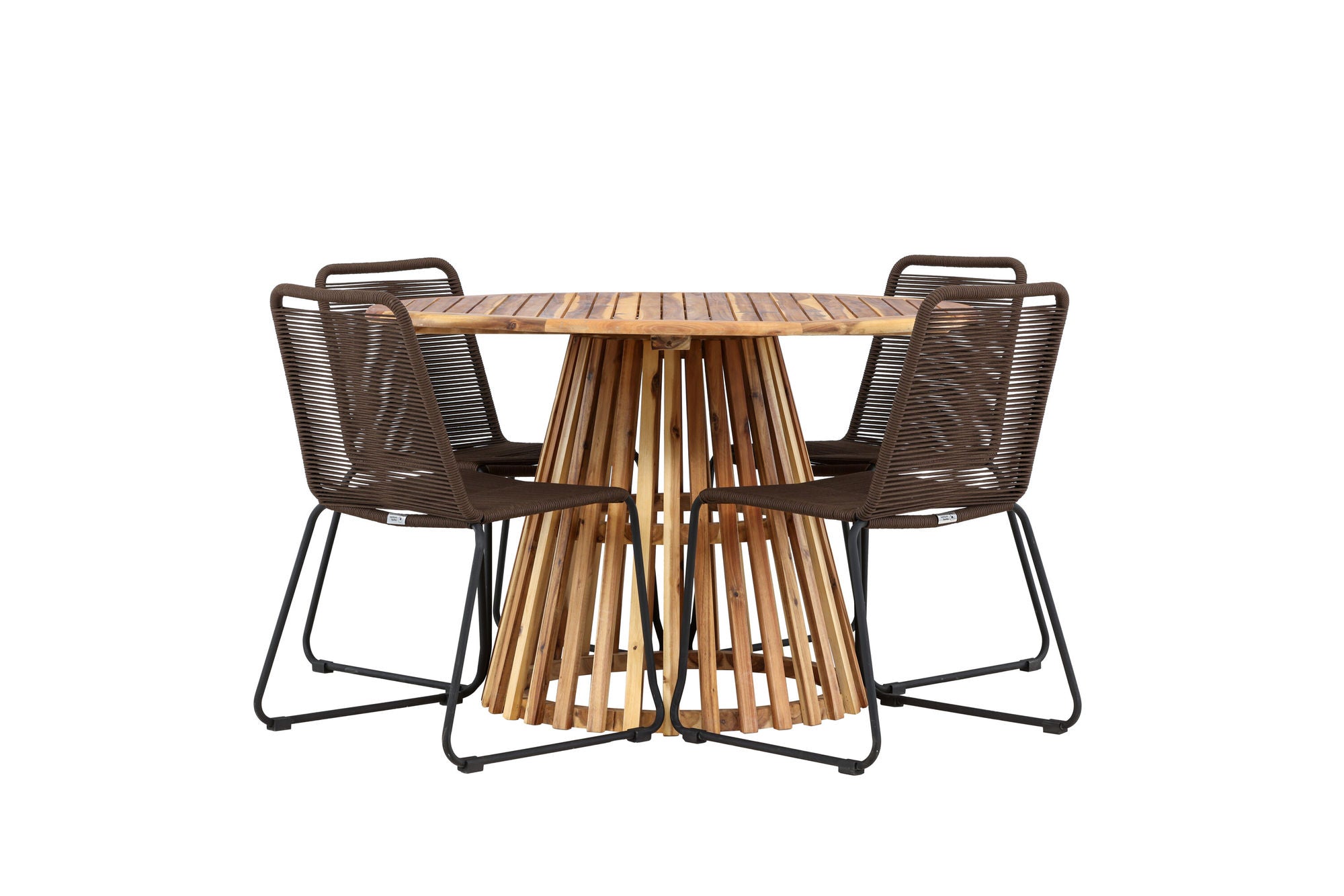 Venture Home Lumpur Diningbord Acacia - Teaklook / rund ø110**75 +Lindos Diningchair Aluminium - Black / _4