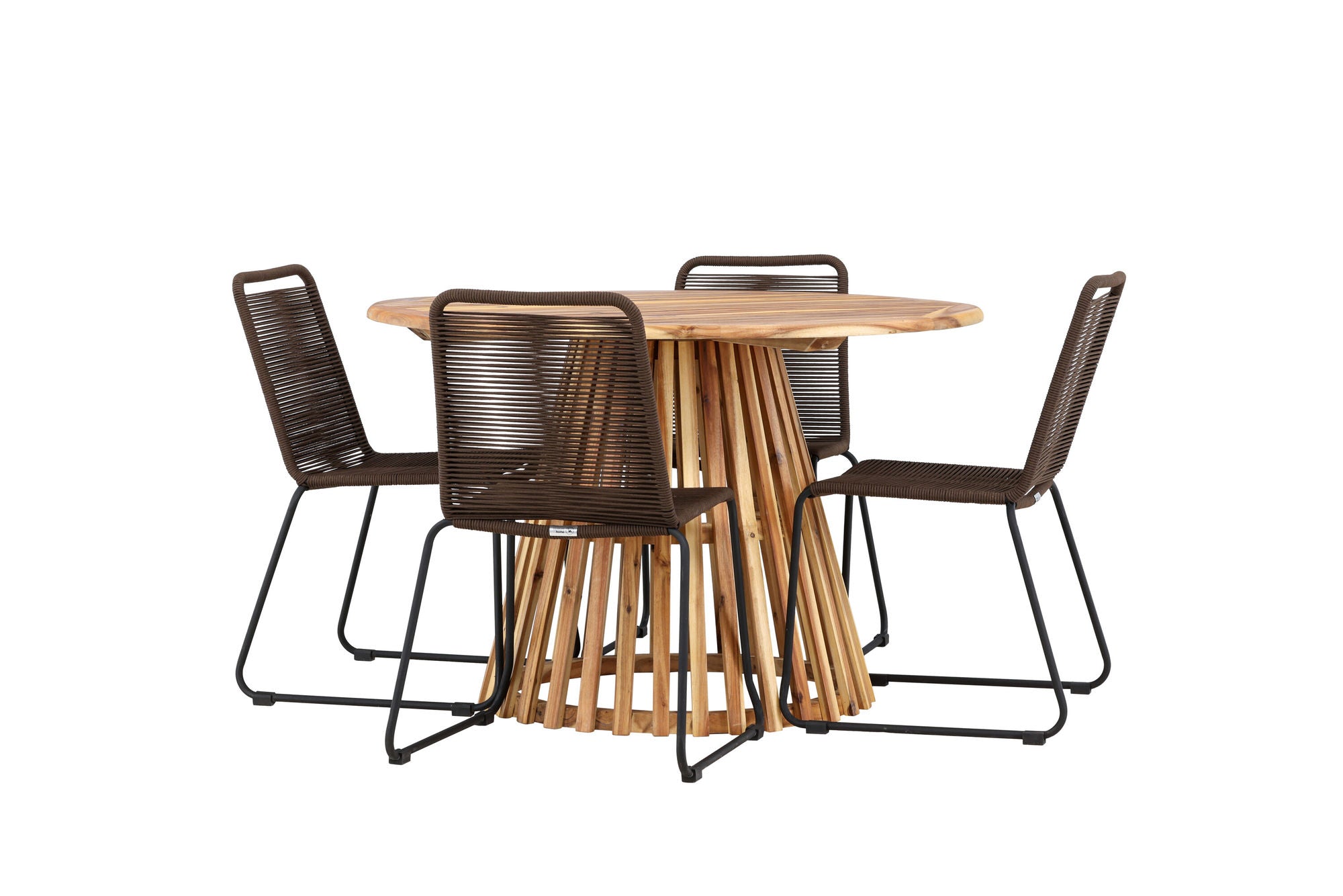 Venture Home Lumpur Diningbord Acacia - Teaklook / rund ø110**75 +Lindos Diningchair Aluminium - Black / _4