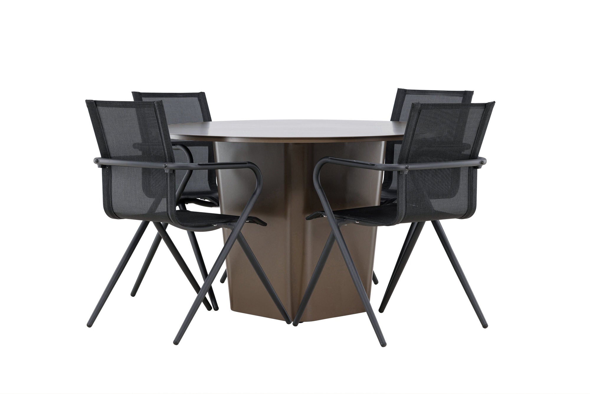 Venture Home Santa Fe spisebord ø120 - Roasty +Alina Spisebordsstol - Black Alu / Black Textilene _4
