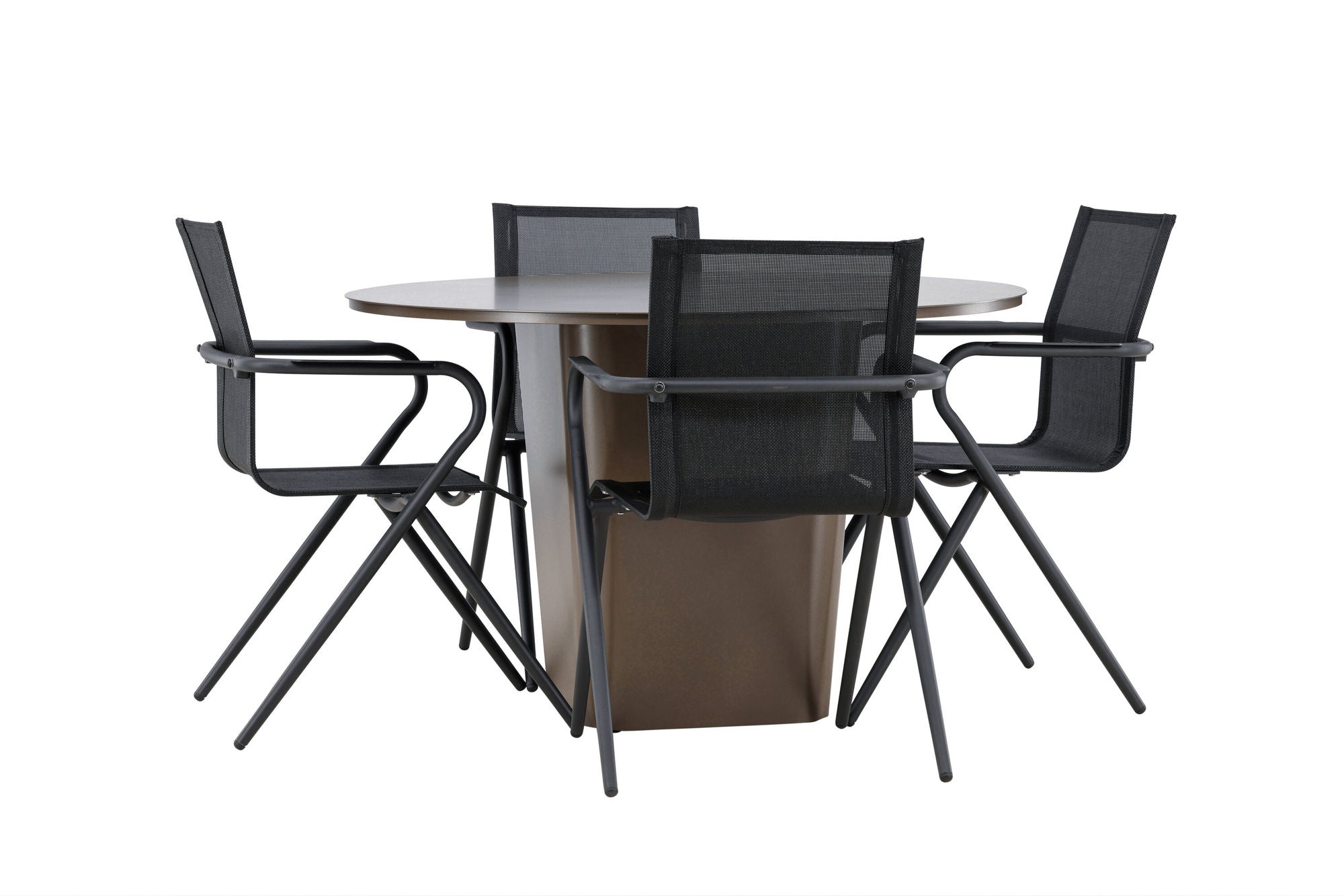 Venture Home Santa Fe spisebord ø120 - Roasty +Alina Spisebordsstol - Black Alu / Black Textilene _4