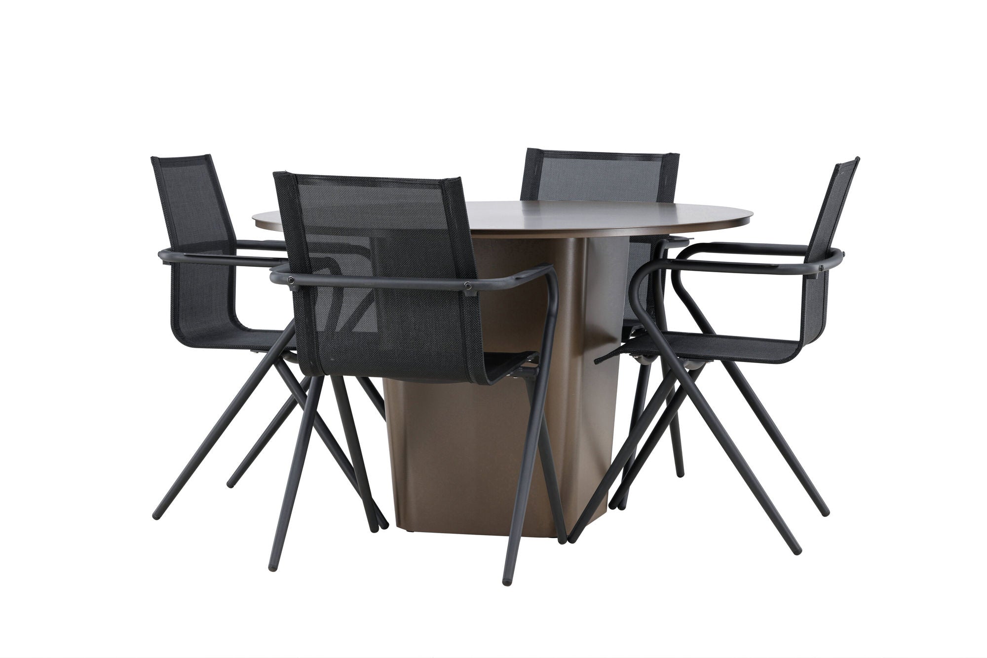 Venture Home Santa Fe spisebord ø120 - Roasty +Alina Spisebordsstol - Black Alu / Black Textilene _4
