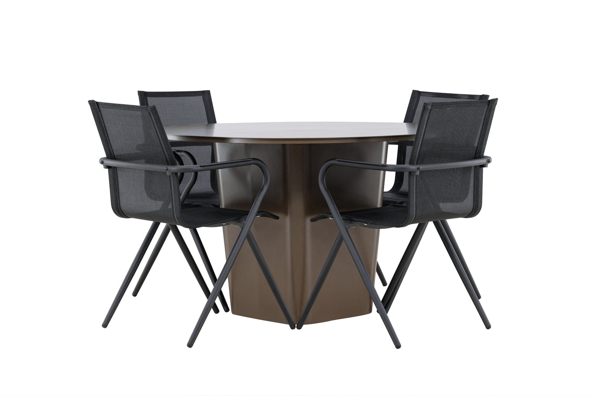 Venture Home Santa Fe spisebord ø120 - Roasty +Alina Spisebordsstol - Black Alu / Black Textilene _4