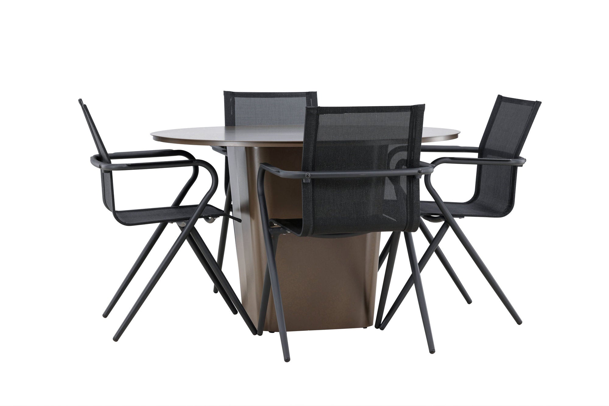Venture Home Santa Fe spisebord ø120 - Roasty +Alina Spisebordsstol - Black Alu / Black Textilene _4