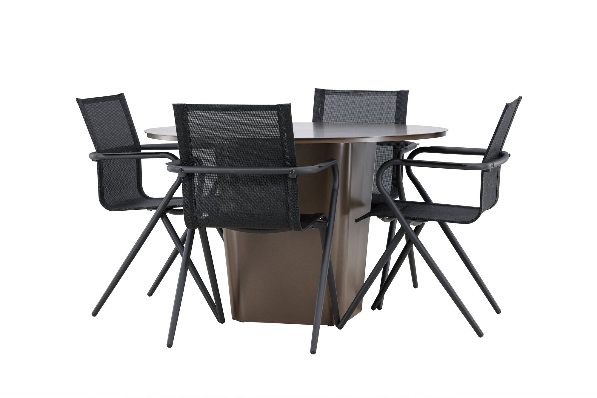 Venture Home Santa Fe spisebord ø120 - Roasty +Alina Spisebordsstol - Black Alu / Black Textilene _4