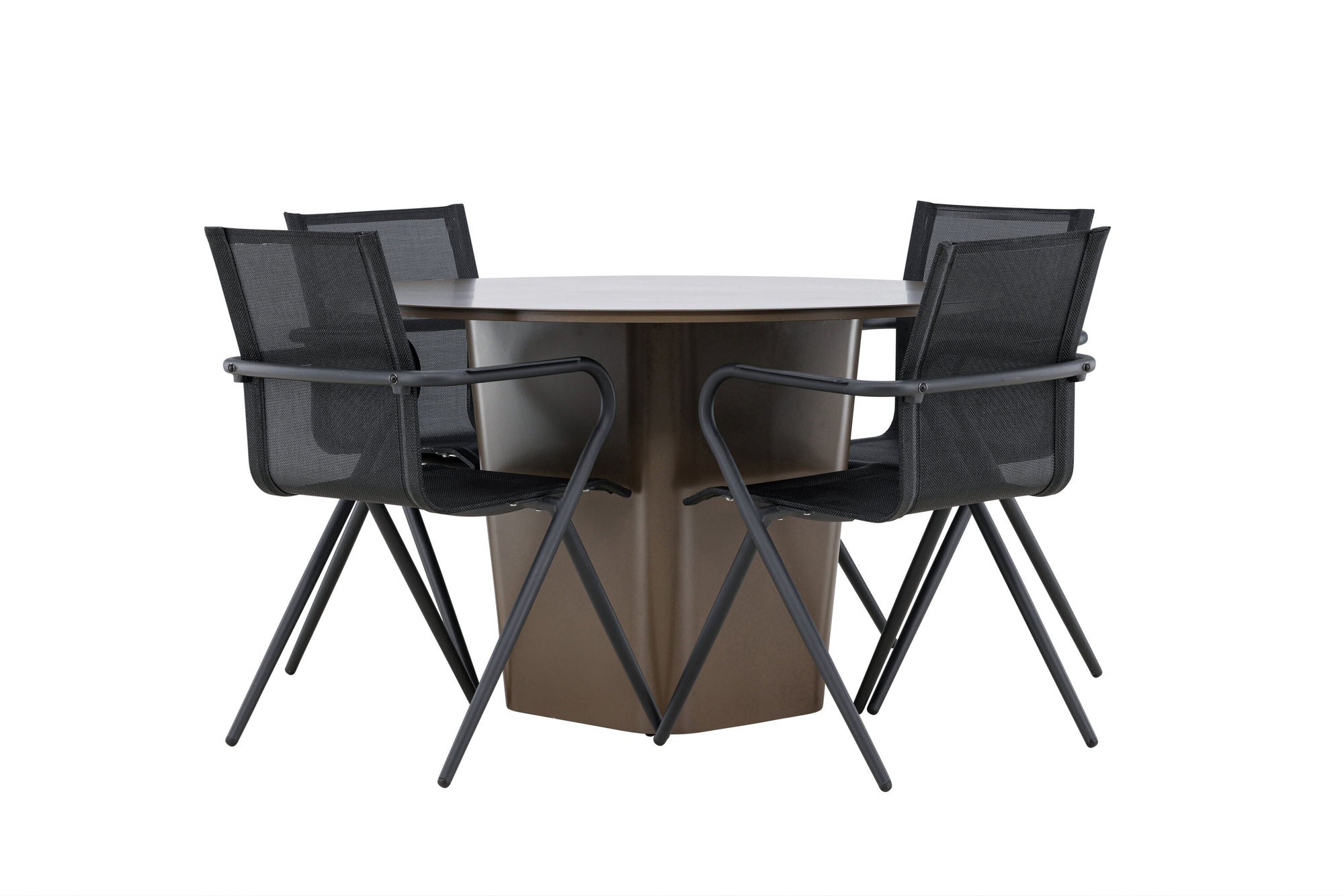 Venture Home Santa Fe spisebord ø120 - Roasty +Alina Spisebordsstol - Black Alu / Black Textilene _4