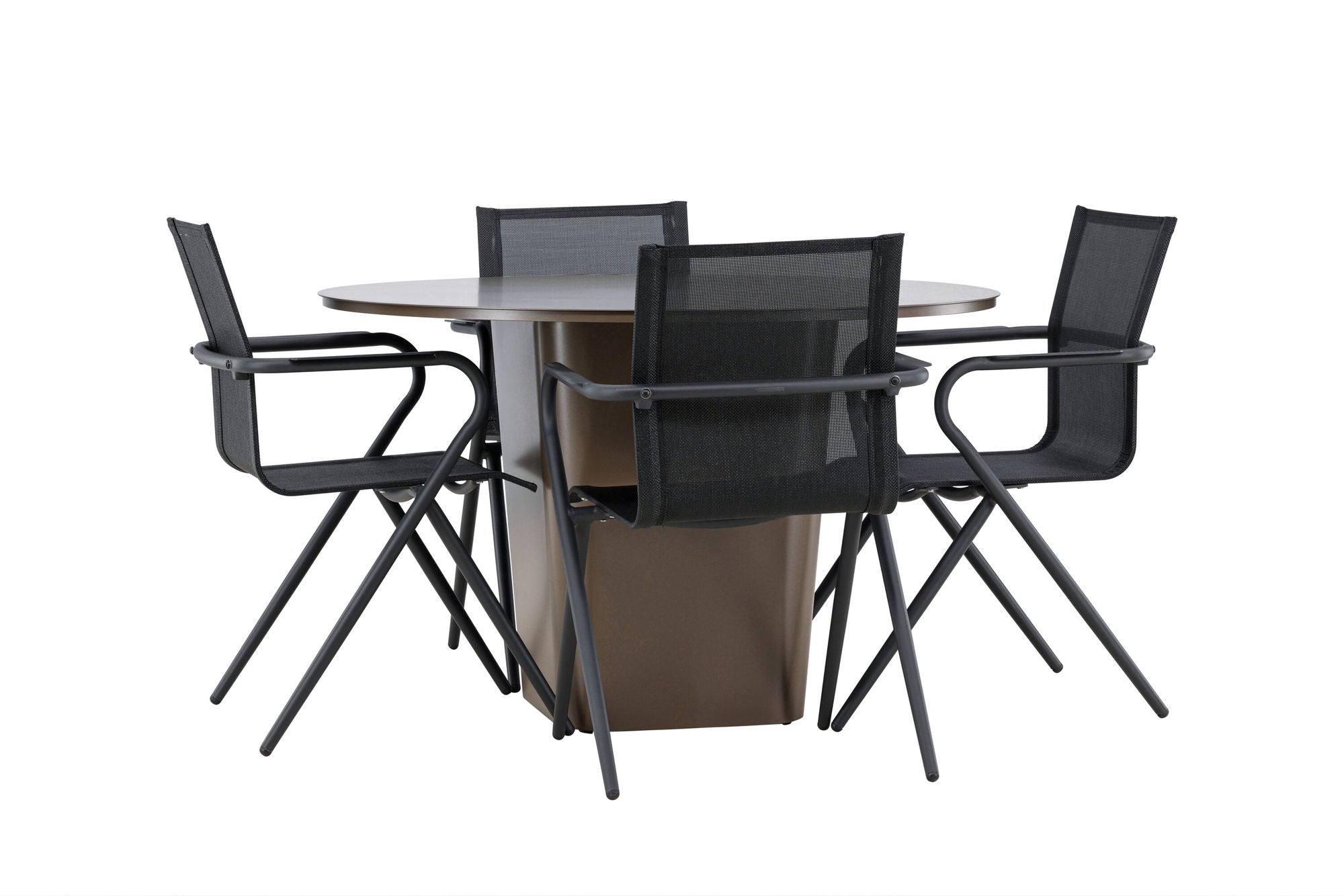 Venture Home Santa Fe spisebord ø120 - Roasty +Alina Spisebordsstol - Black Alu / Black Textilene _4