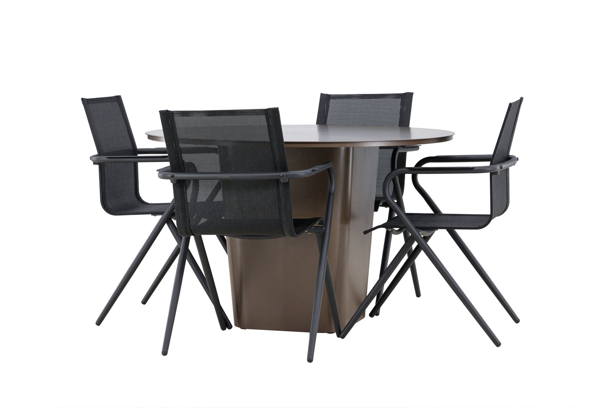 Venture Home Santa Fe spisebord ø120 - Roasty +Alina Spisebordsstol - Black Alu / Black Textilene _4