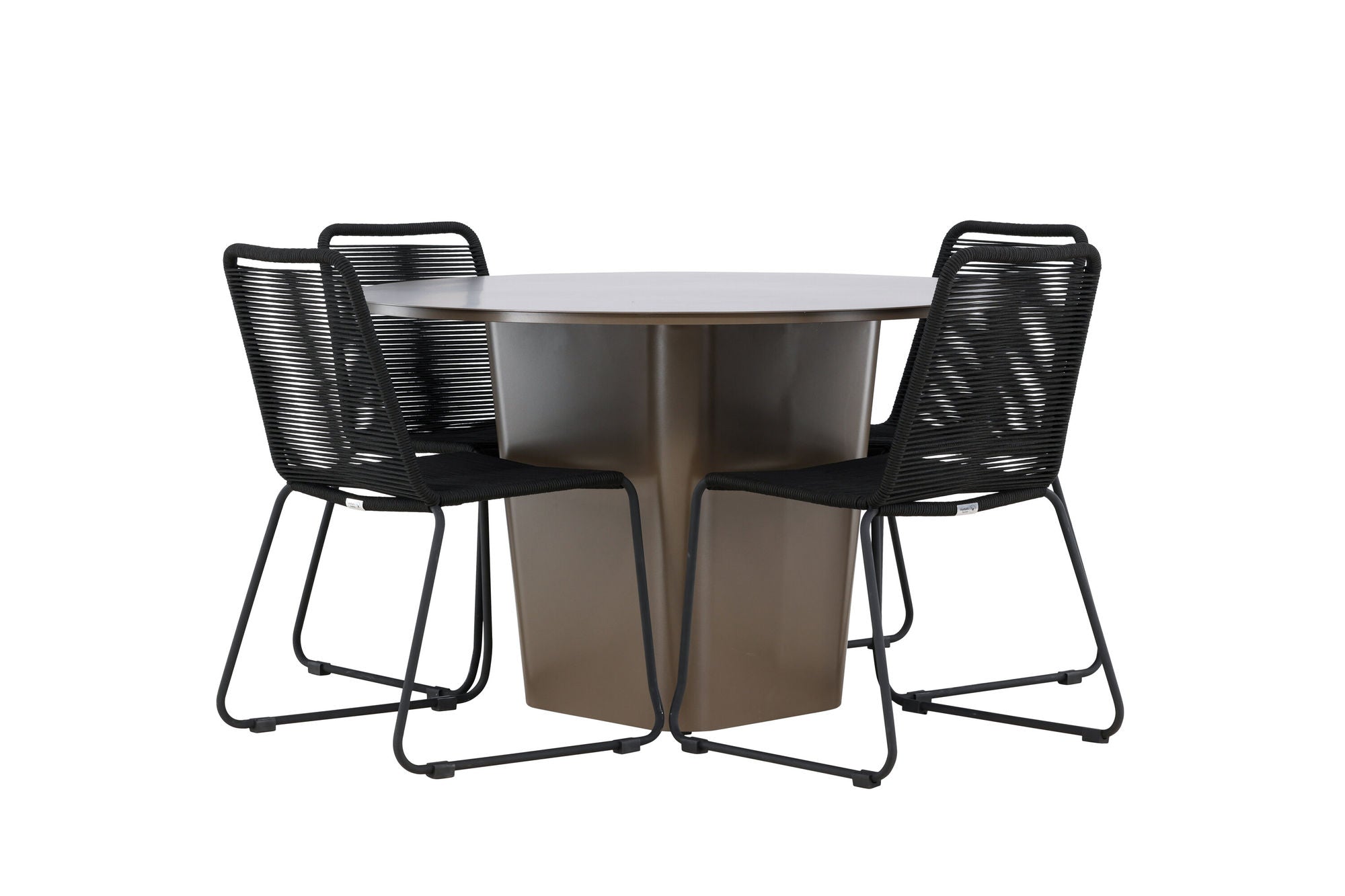 Venture Home Santa Fe spisebord ø120 - Roasty +Lindos Stacking stol - Black Alu / Black Rope _4