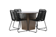 Venture Home Santa Fe spisebord ø120 - Roasty +Lindos Stacking stol - Black Alu / Black Rope _4