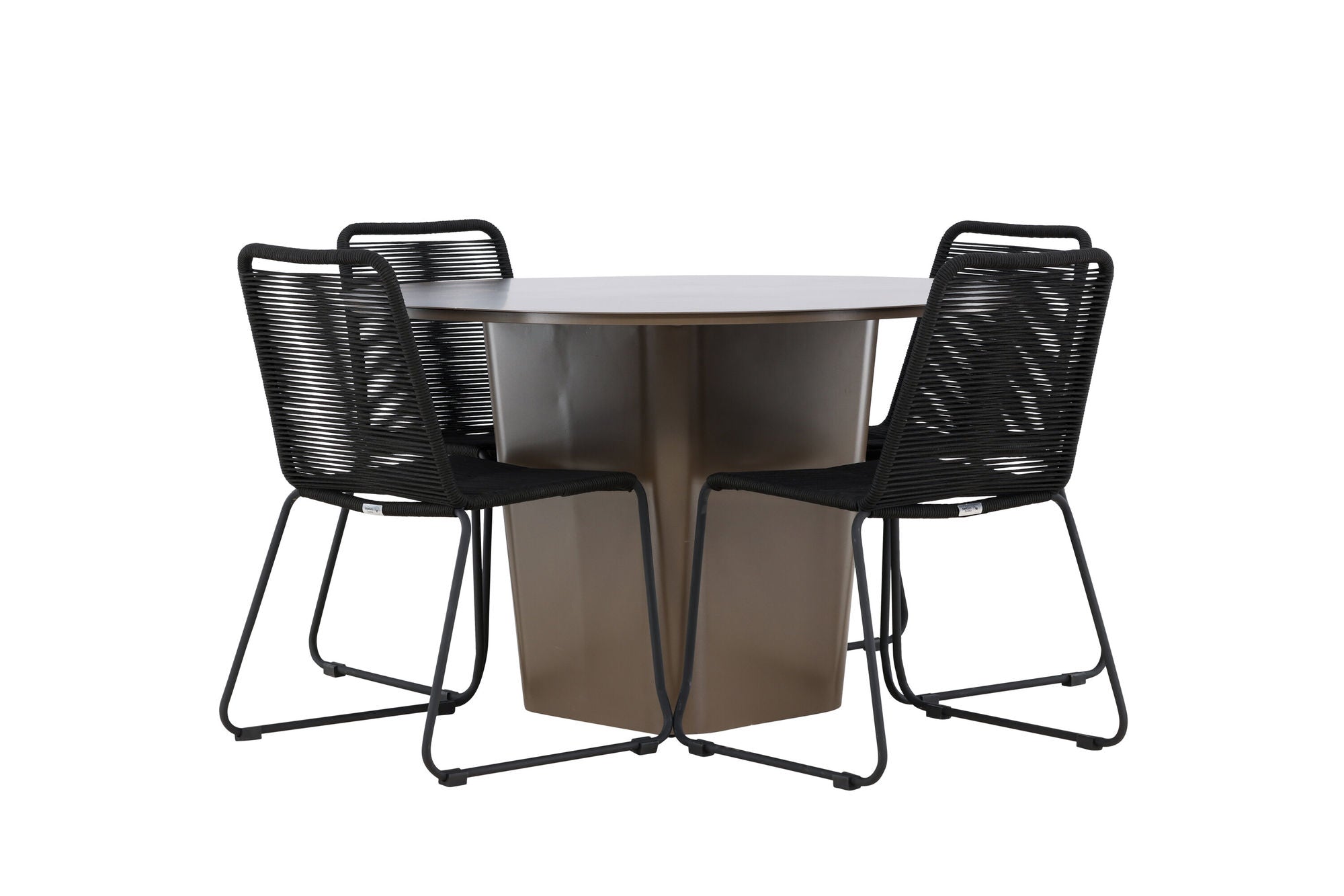 Venture Home Santa Fe spisebord ø120 - Roasty +Lindos Stacking stol - Black Alu / Black Rope _4