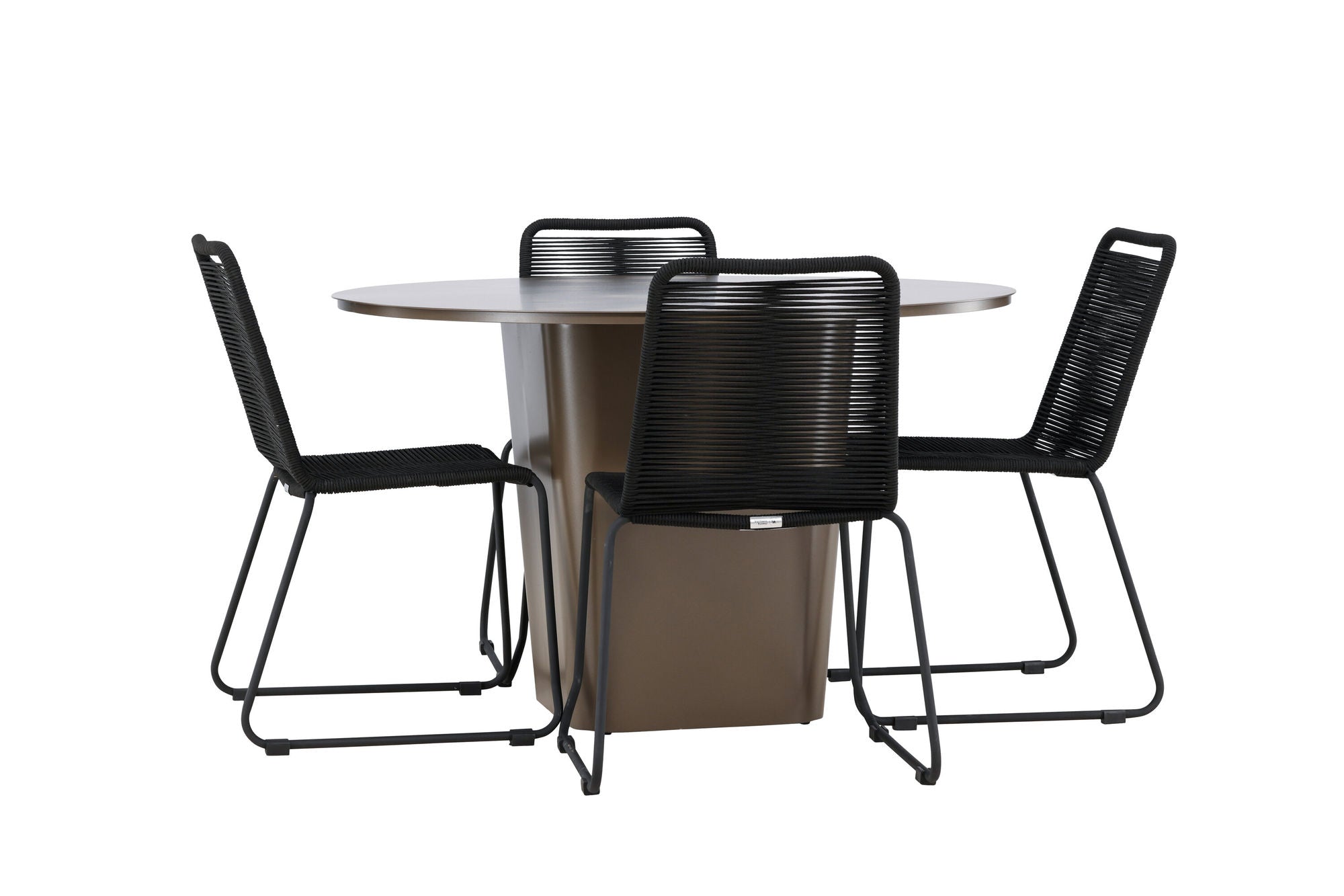Venture Home Santa Fe spisebord ø120 - Roasty +Lindos Stacking stol - Black Alu / Black Rope _4