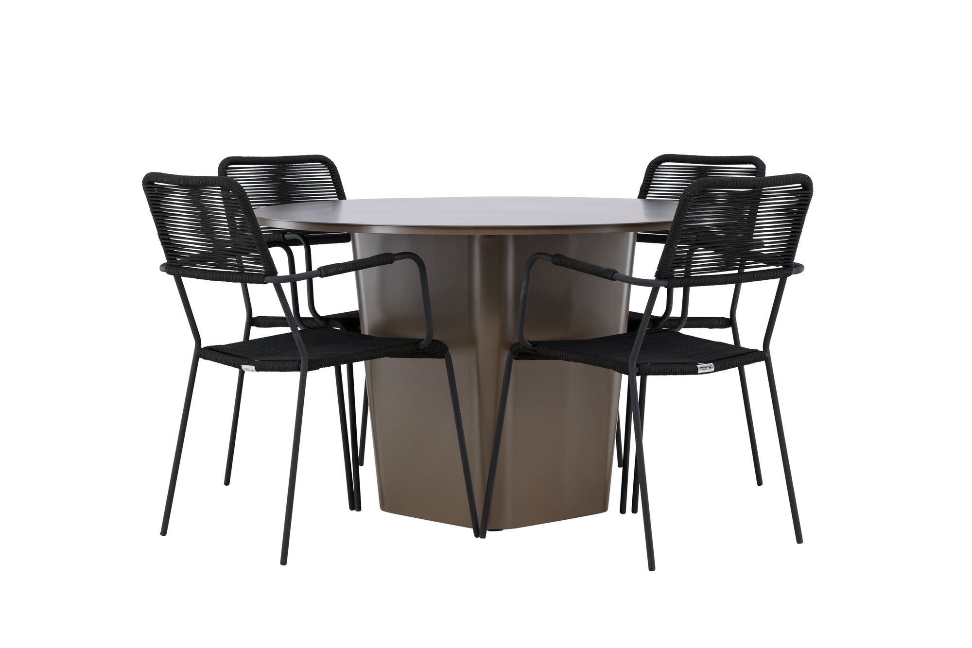 Venture Home Santa Fe spisebord ø120 - Roasty +Lindos Armchair - Black Alu / Black Rope _4