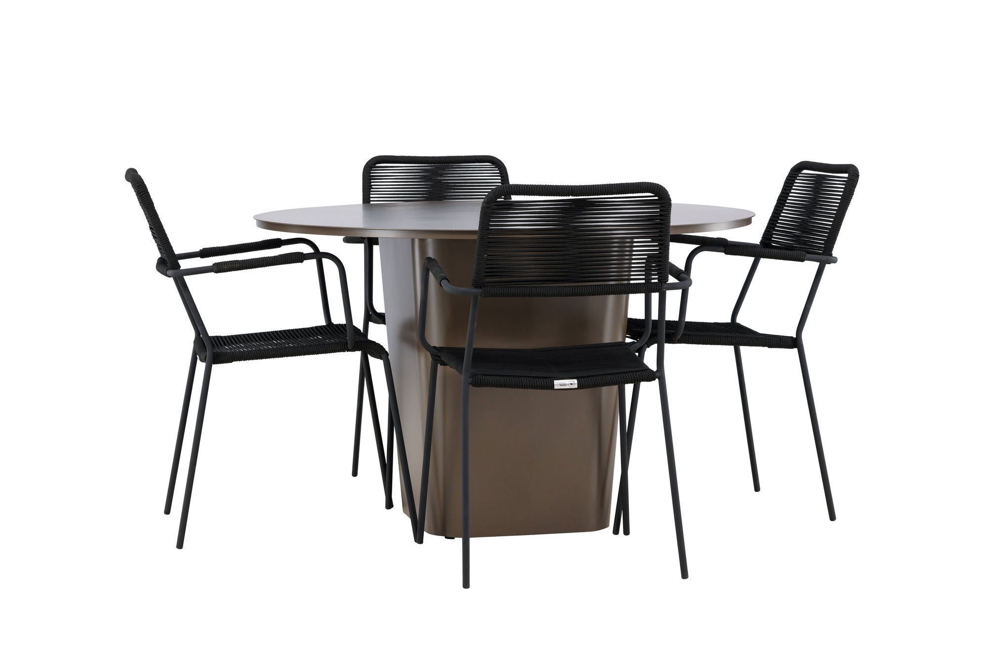 Venture Home Santa Fe spisebord ø120 - Roasty +Lindos Armchair - Black Alu / Black Rope _4