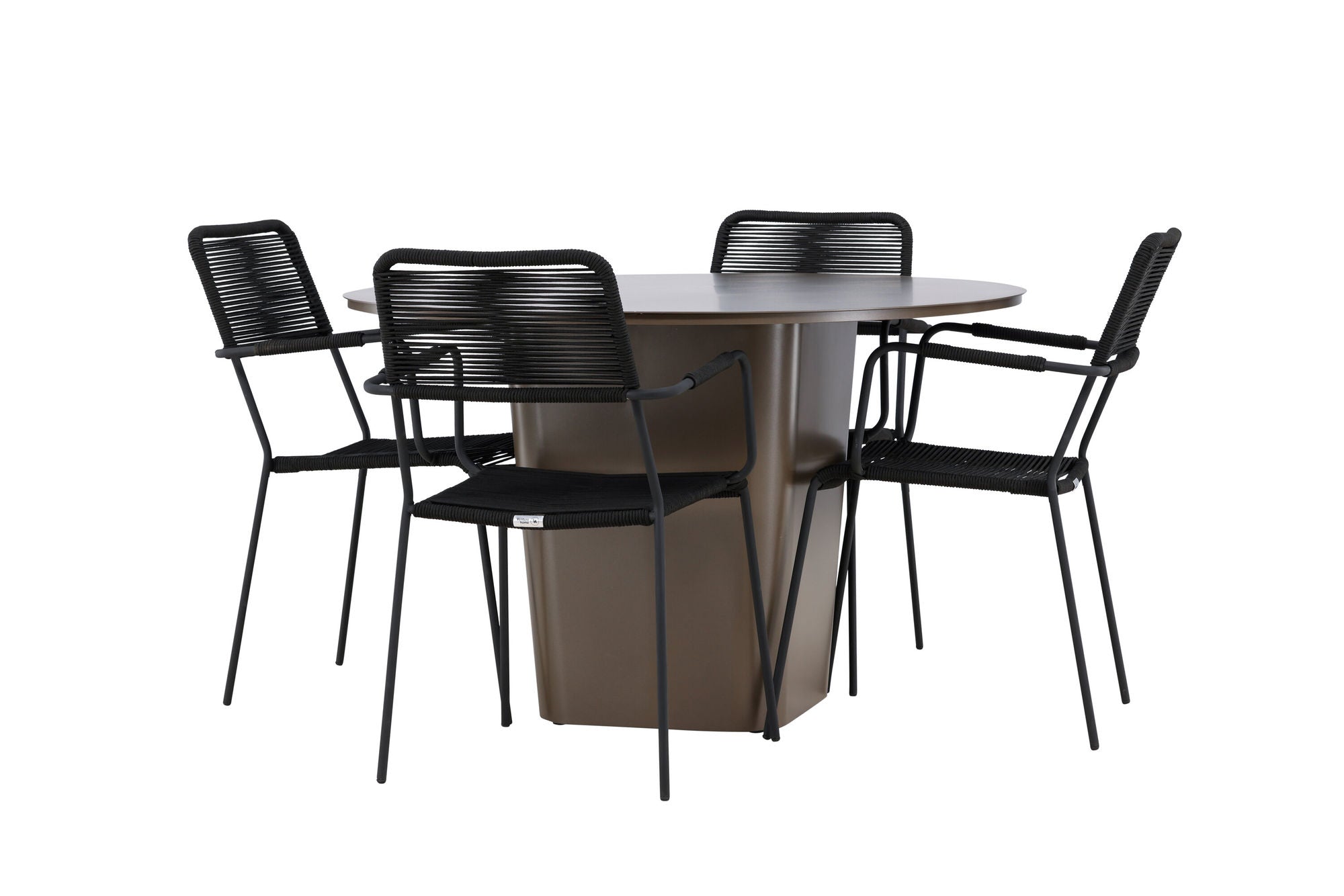 Venture Home Santa Fe spisebord ø120 - Roasty +Lindos Armchair - Black Alu / Black Rope _4