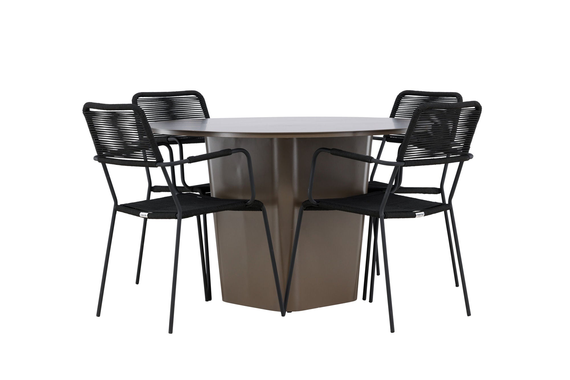 Venture Home Santa Fe spisebord ø120 - Roasty +Lindos Armchair - Black Alu / Black Rope _4