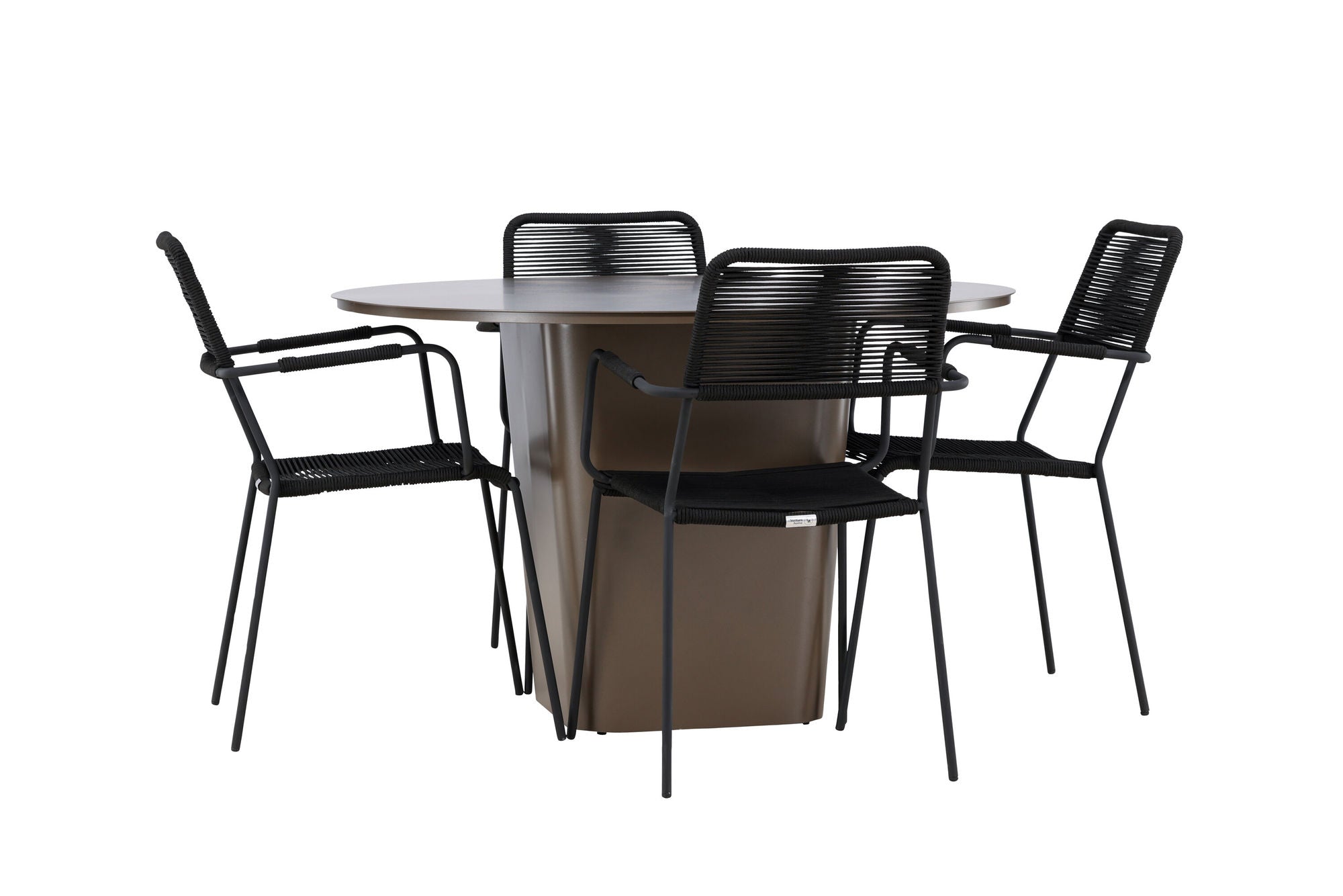 Venture Home Santa Fe spisebord ø120 - Roasty +Lindos Armchair - Black Alu / Black Rope _4
