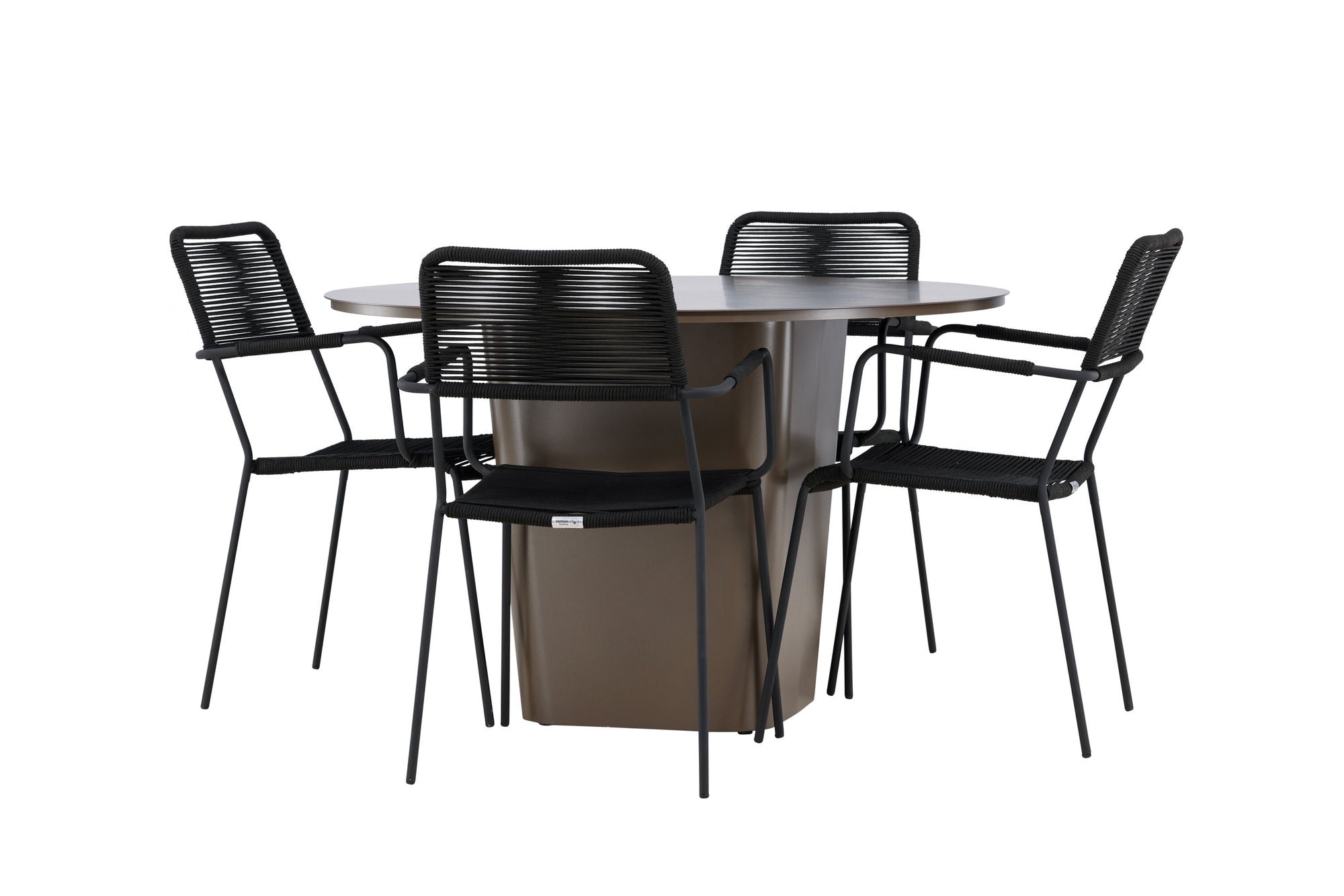 Venture Home Santa Fe spisebord ø120 - Roasty +Lindos Armchair - Black Alu / Black Rope _4