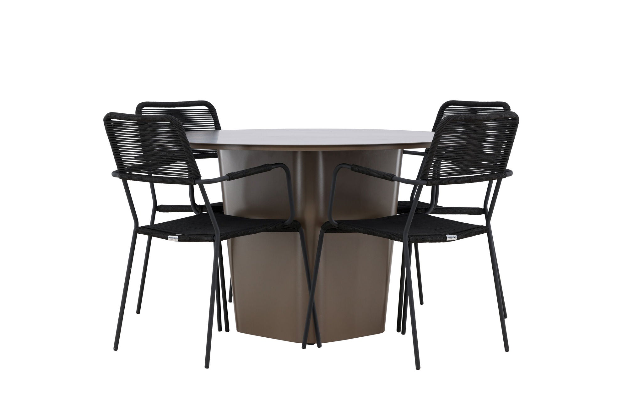 Venture Home Santa Fe spisebord ø120 - Roasty +Lindos Armchair - Black Alu / Black Rope _4