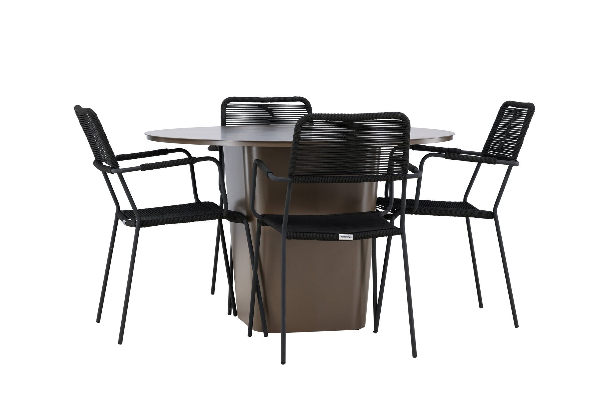 Venture Home Santa Fe spisebord ø120 - Roasty +Lindos Armchair - Black Alu / Black Rope _4