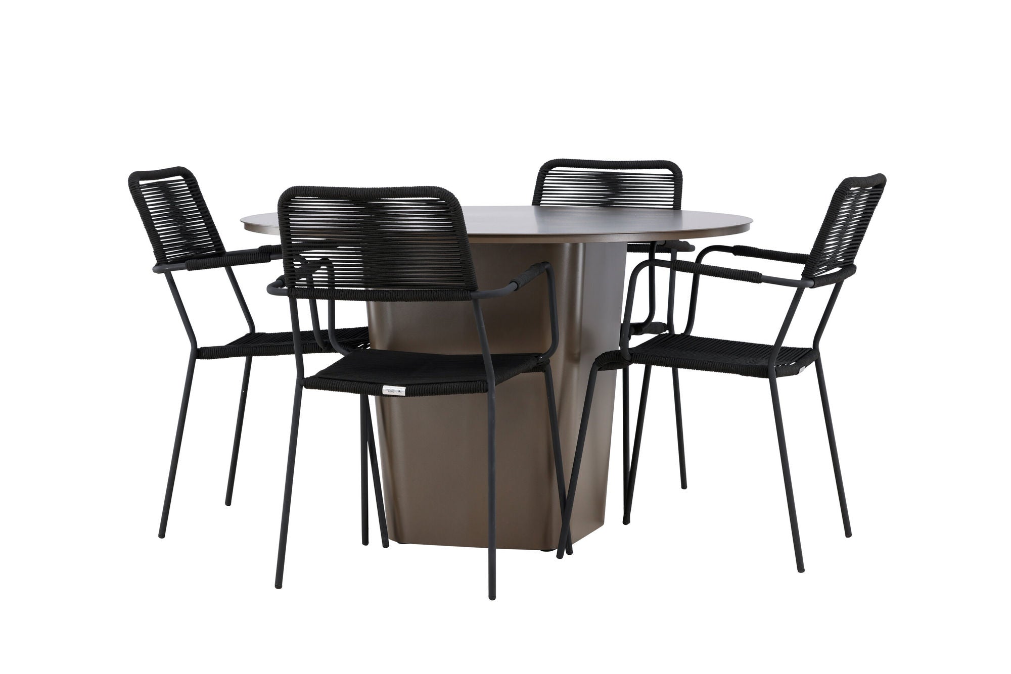 Venture Home Santa Fe spisebord ø120 - Roasty +Lindos Armchair - Black Alu / Black Rope _4
