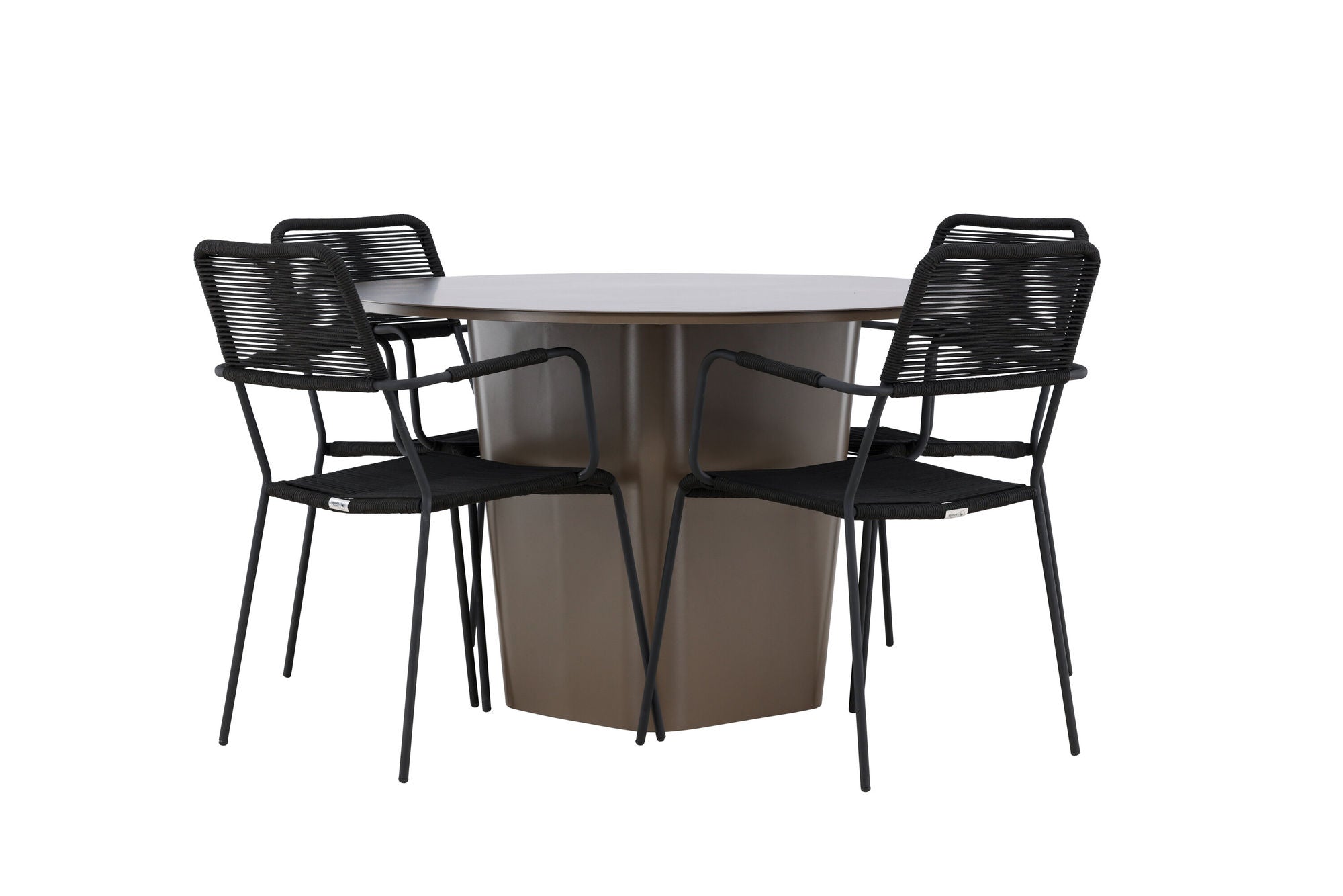 Venture Home Santa Fe spisebord ø120 - Roasty +Lindos Armchair - Black Alu / Black Rope _4