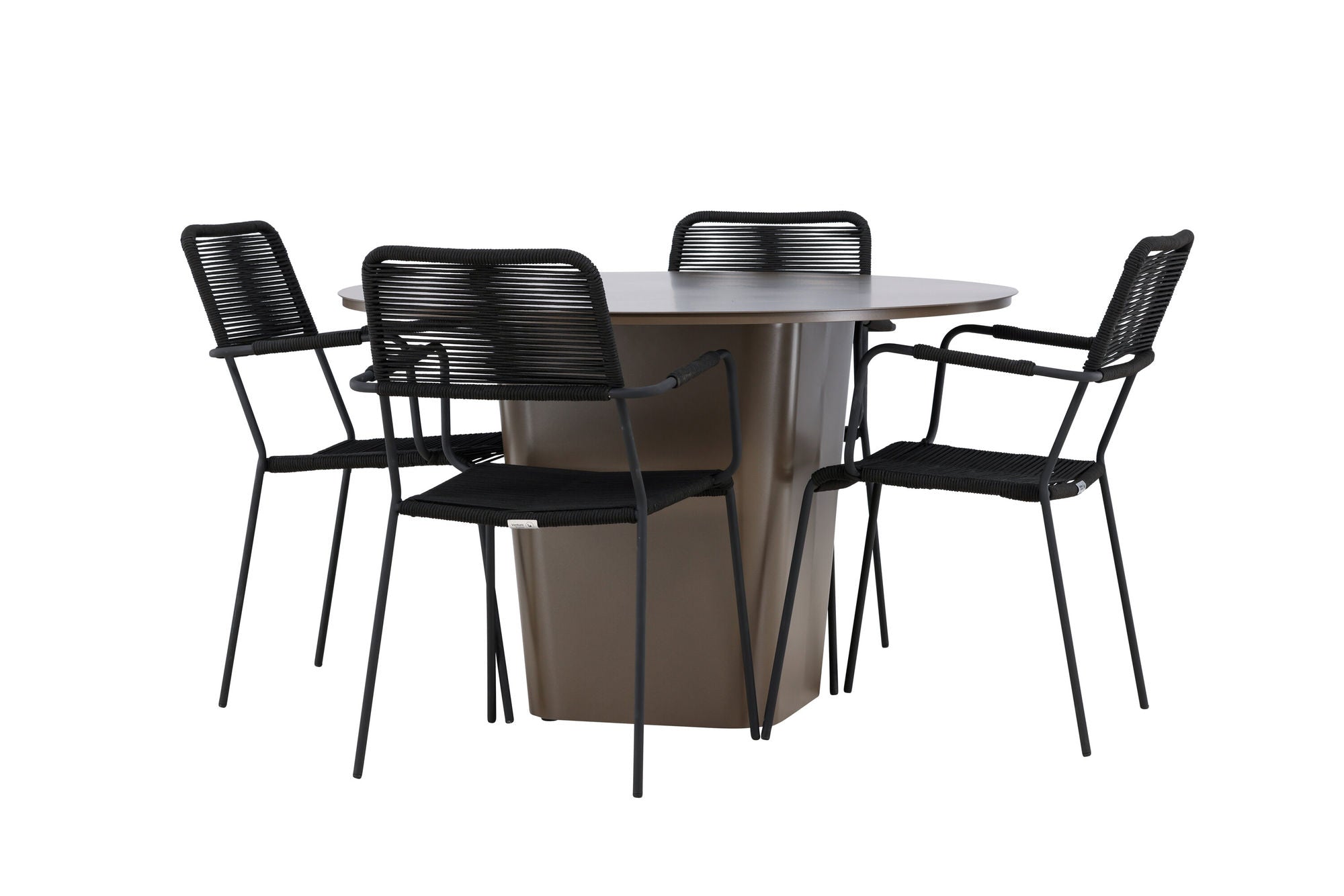 Venture Home Santa Fe spisebord ø120 - Roasty +Lindos Armchair - Black Alu / Black Rope _4
