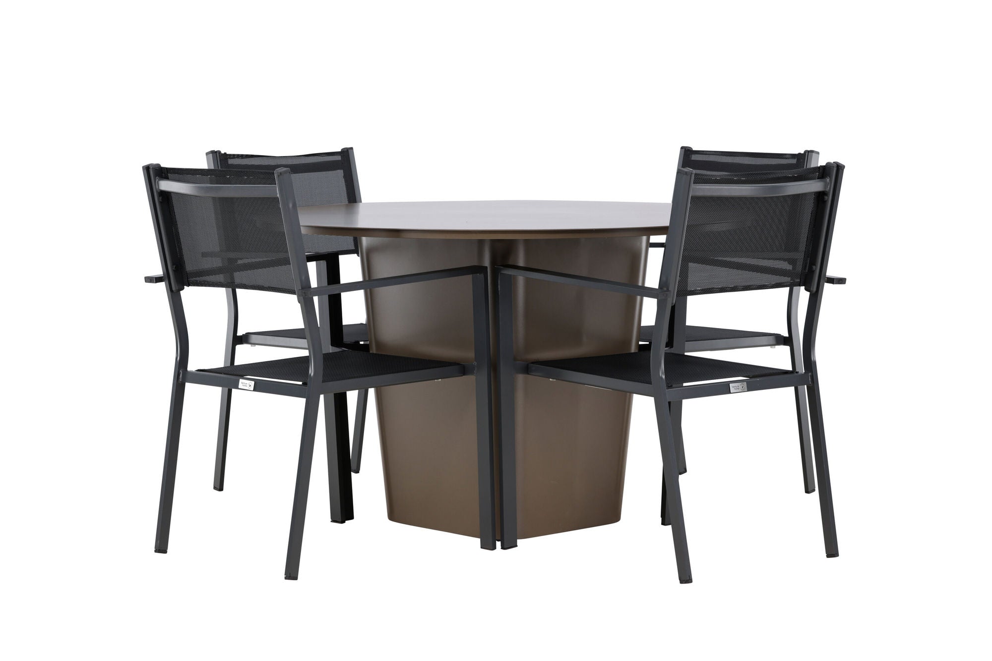 Venture Home Santa Fe spisebord ø120 - Roasty +Copacabana Stacking stol - Black/Black - Ersätter 4131-408 _4
