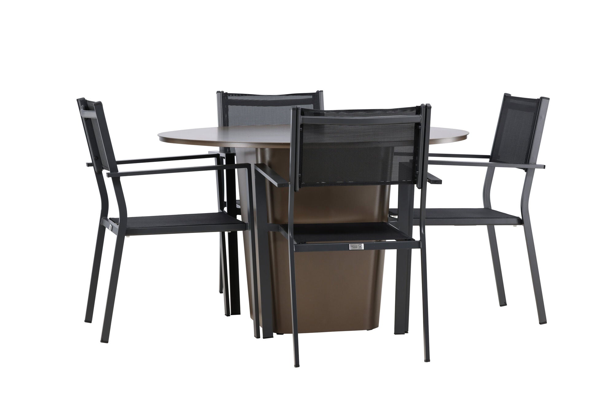 Venture Home Santa Fe spisebord ø120 - Roasty +Copacabana Stacking stol - Black/Black - Ersätter 4131-408 _4