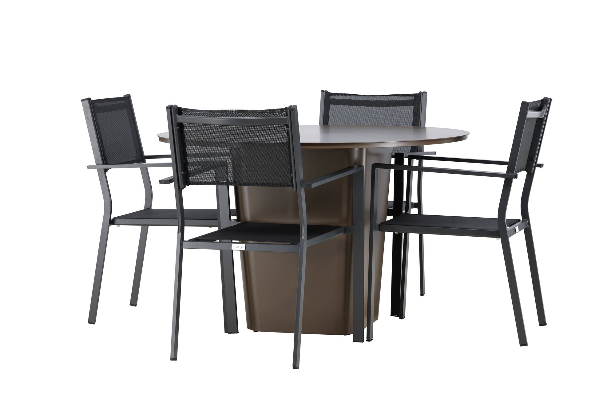 Venture Home Santa Fe spisebord ø120 - Roasty +Copacabana Stacking stol - Black/Black - Ersätter 4131-408 _4