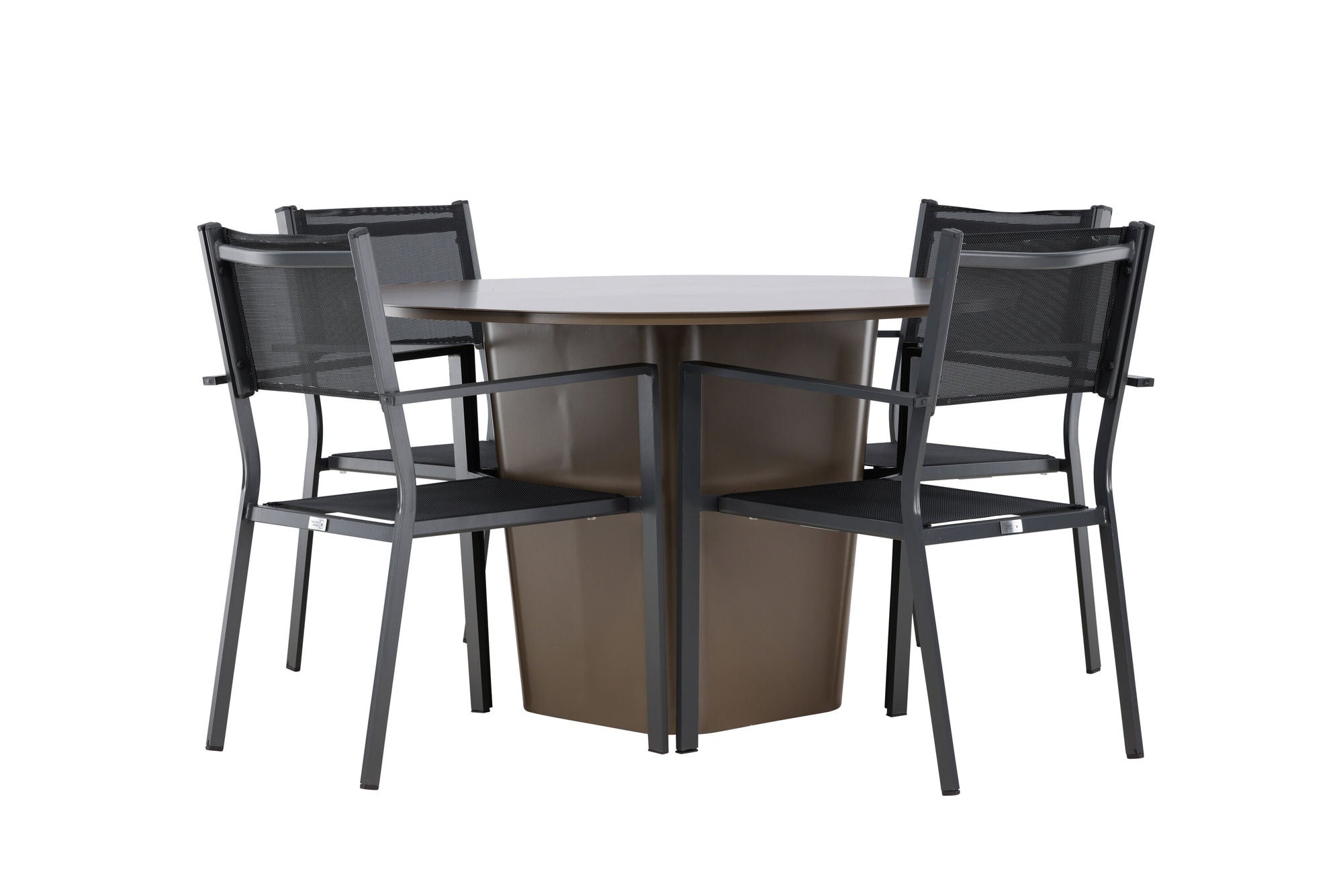 Venture Home Santa Fe spisebord ø120 - Roasty +Copacabana Stacking stol - Black/Black - Ersätter 4131-408 _4