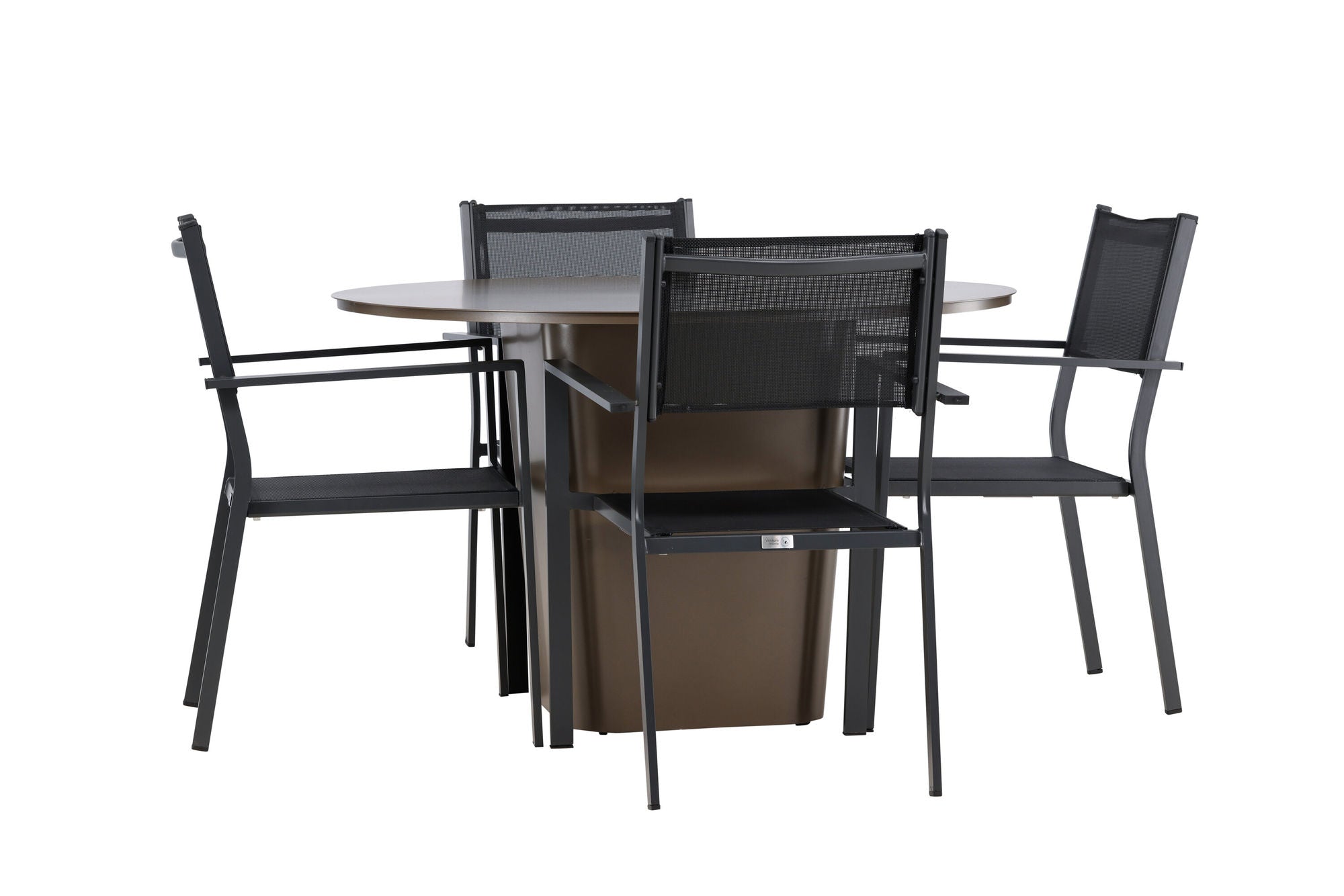 Venture Home Santa Fe spisebord ø120 - Roasty +Copacabana Stacking stol - Black/Black - Ersätter 4131-408 _4
