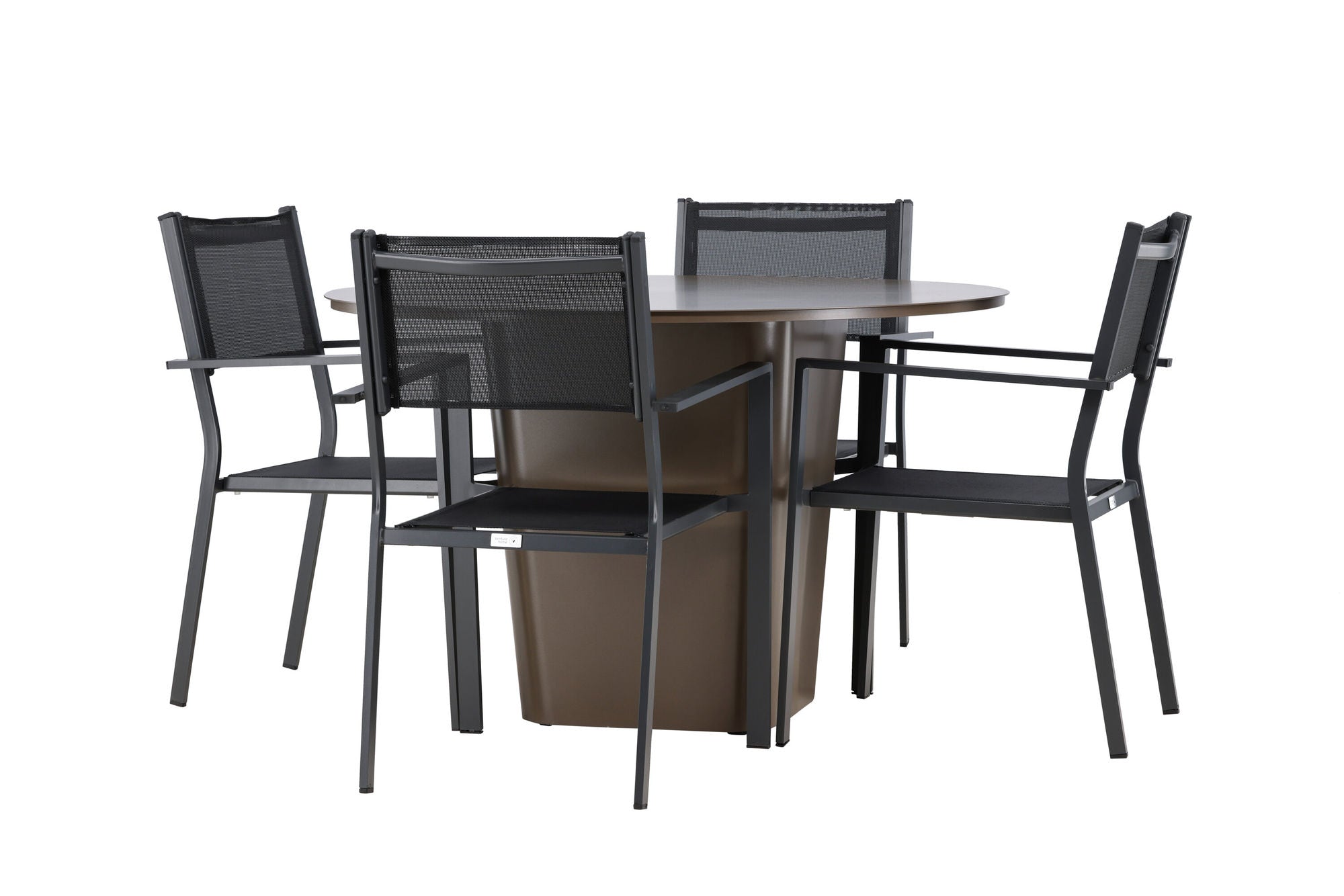 Venture Home Santa Fe spisebord ø120 - Roasty +Copacabana Stacking stol - Black/Black - Ersätter 4131-408 _4