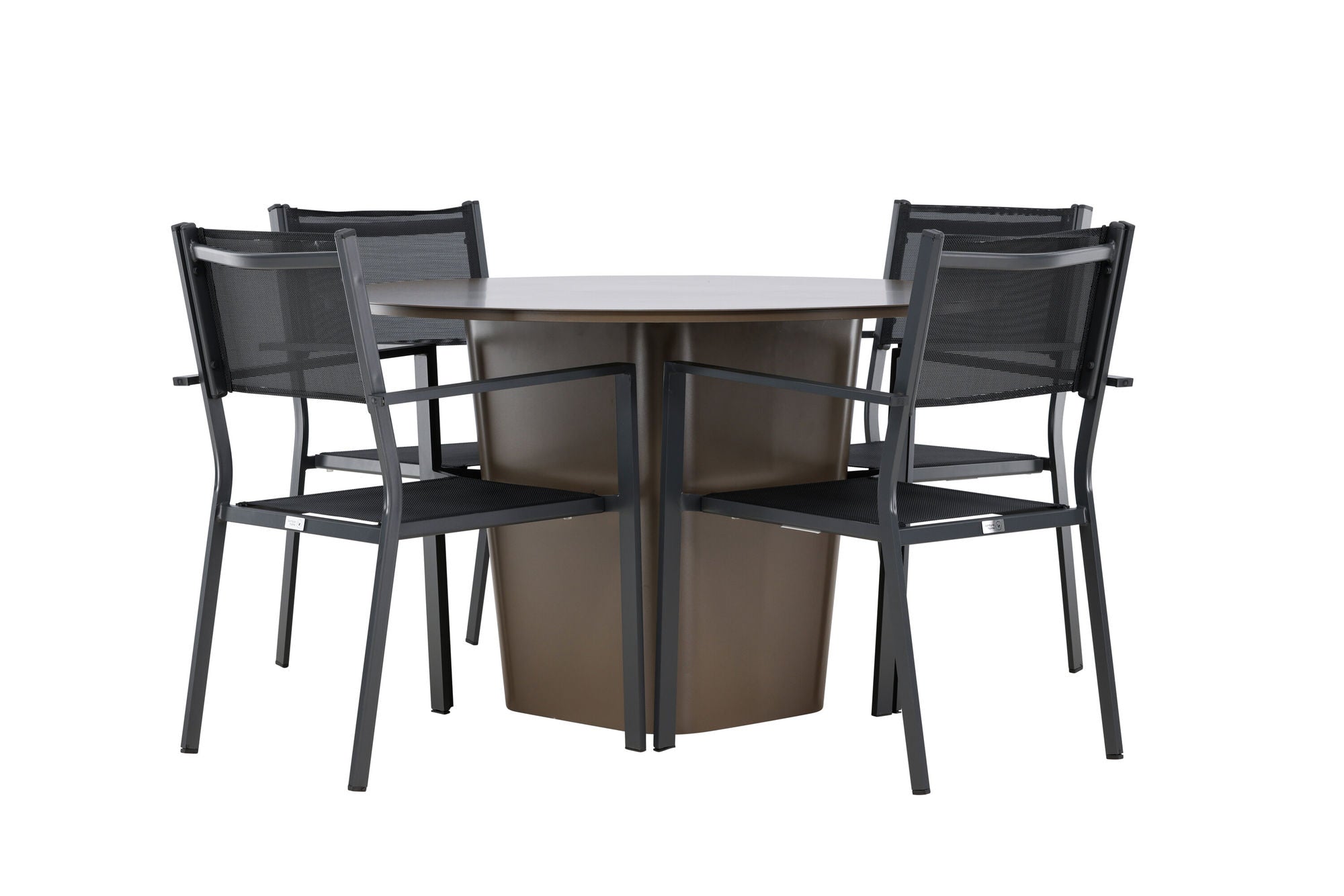 Venture Home Santa Fe spisebord ø120 - Roasty +Copacabana Stacking stol - Black/Black - Ersätter 4131-408 _4