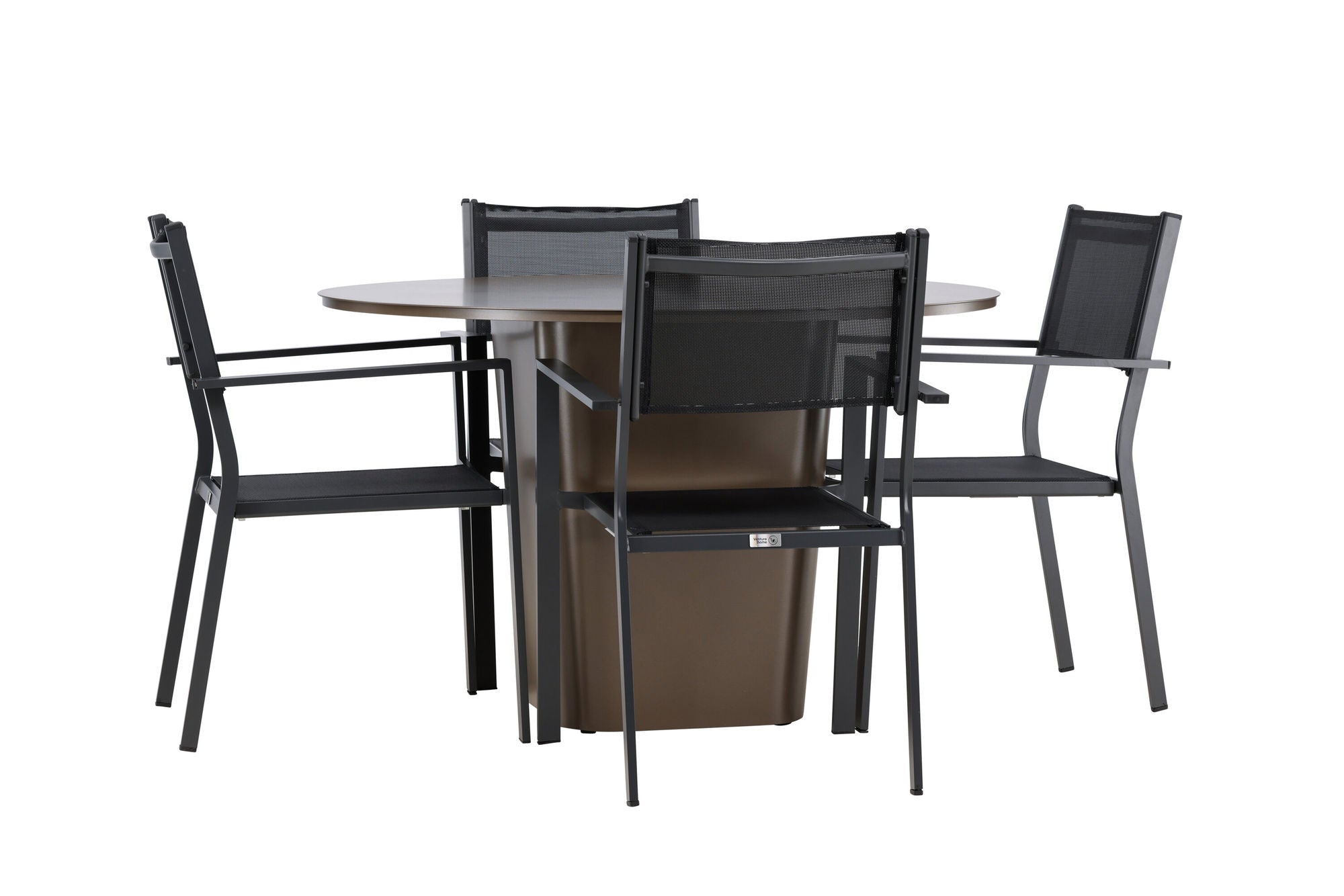 Venture Home Santa Fe spisebord ø120 - Roasty +Copacabana Stacking stol - Black/Black - Ersätter 4131-408 _4