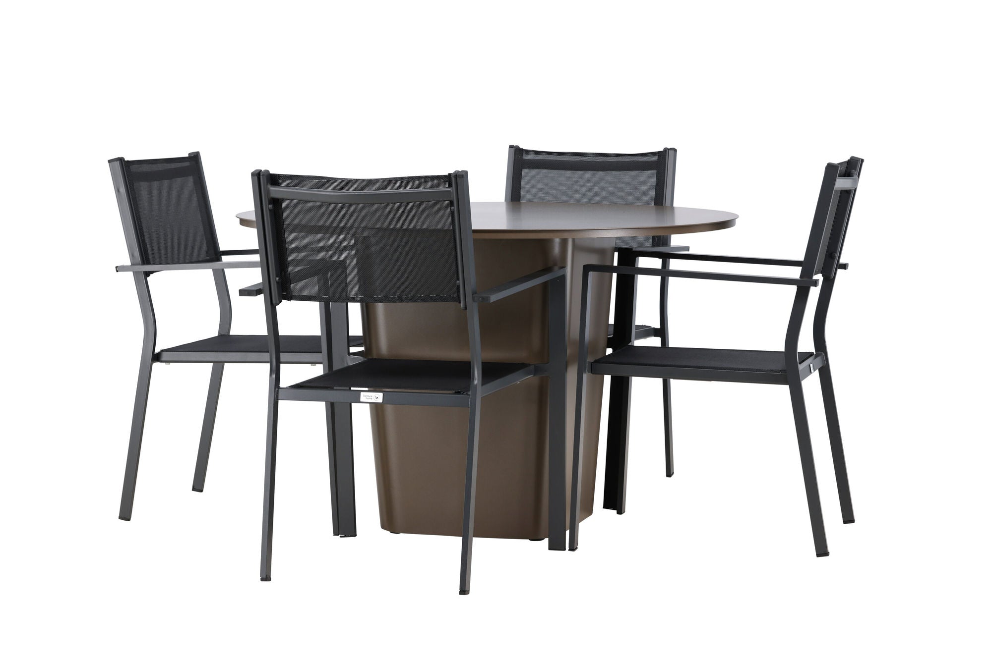 Venture Home Santa Fe spisebord ø120 - Roasty +Copacabana Stacking stol - Black/Black - Ersätter 4131-408 _4