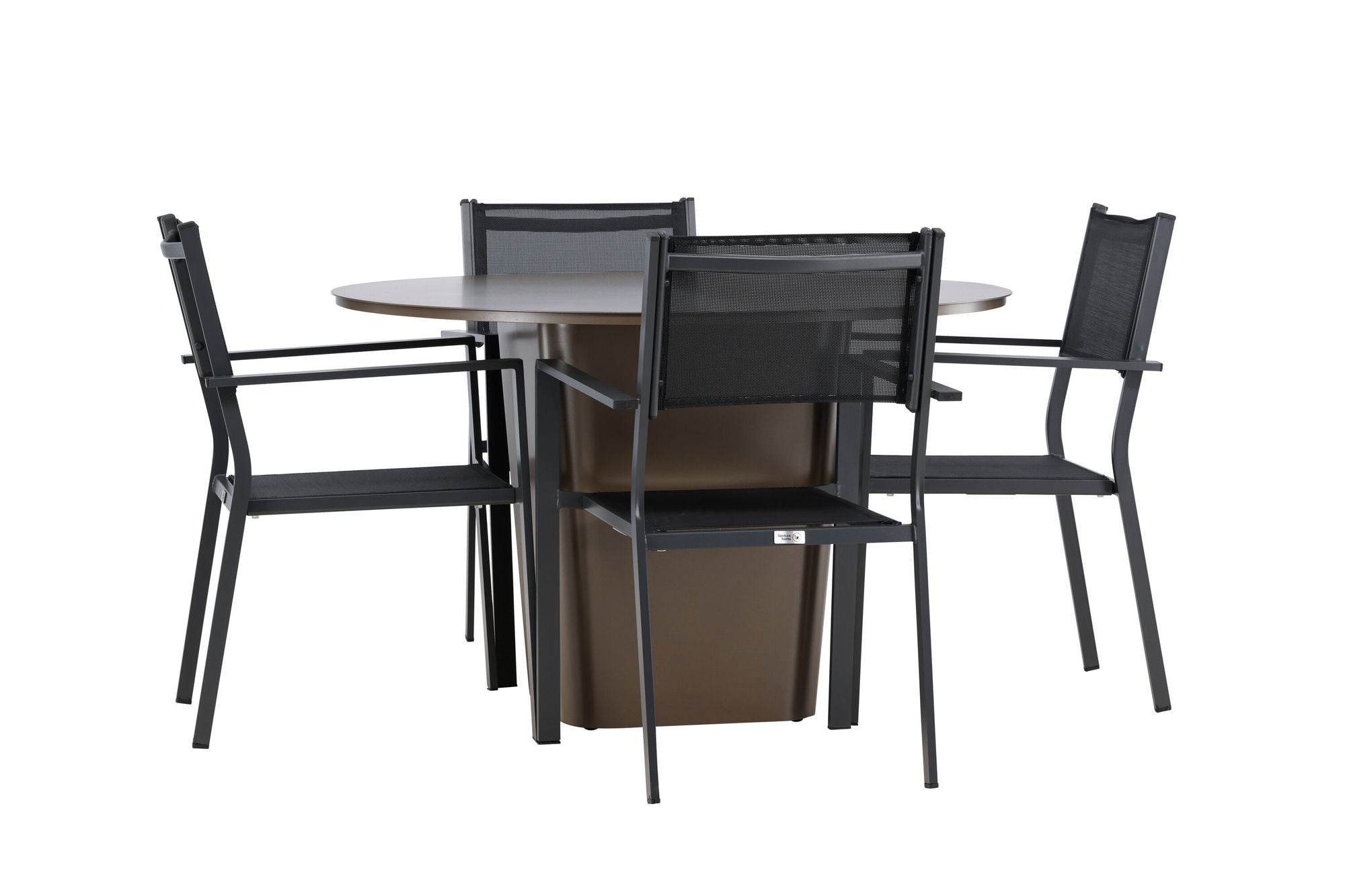Venture Home Santa Fe spisebord ø120 - Roasty +Copacabana Stacking stol - Black/Black - Ersätter 4131-408 _4