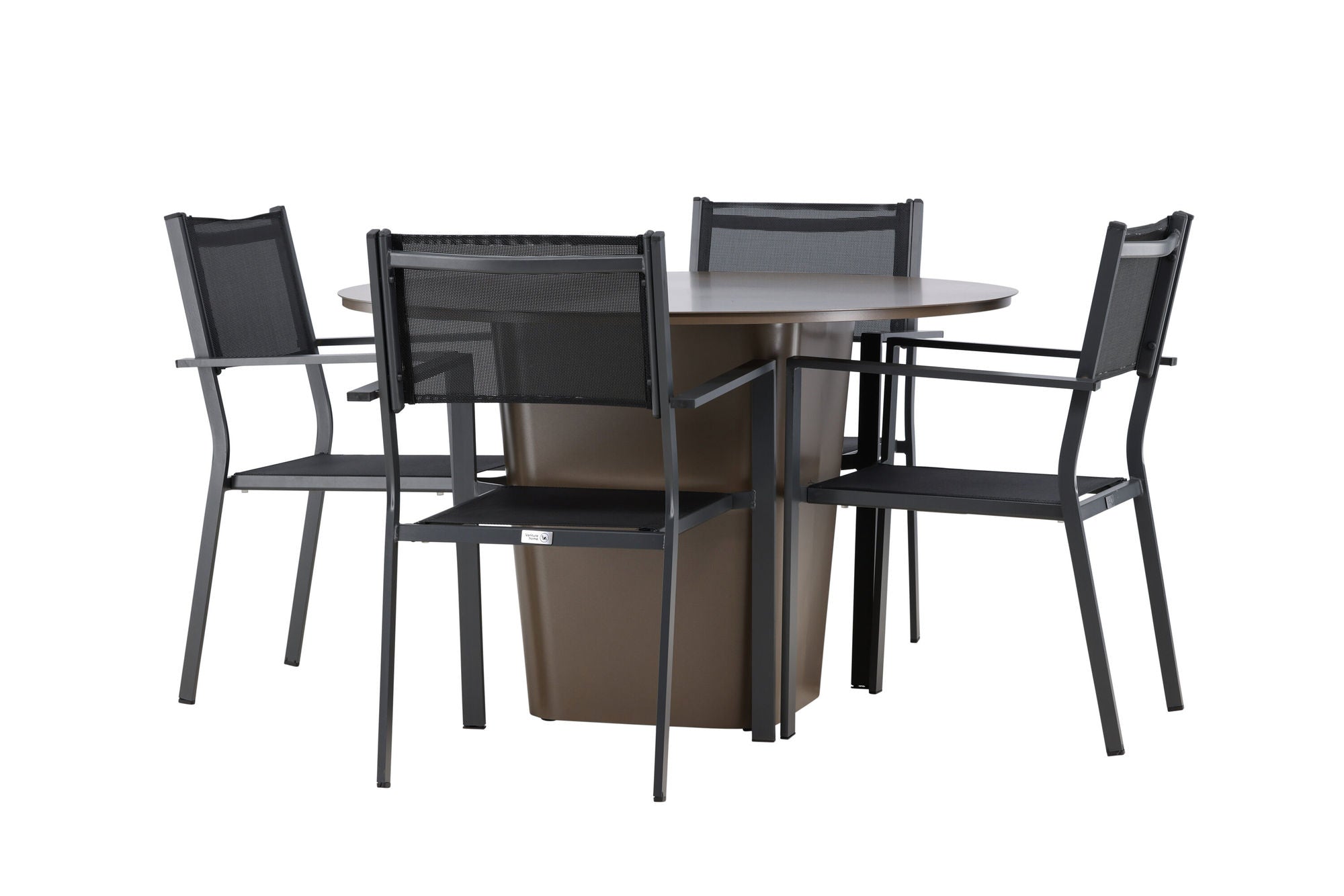 Venture Home Santa Fe spisebord ø120 - Roasty +Copacabana Stacking stol - Black/Black - Ersätter 4131-408 _4