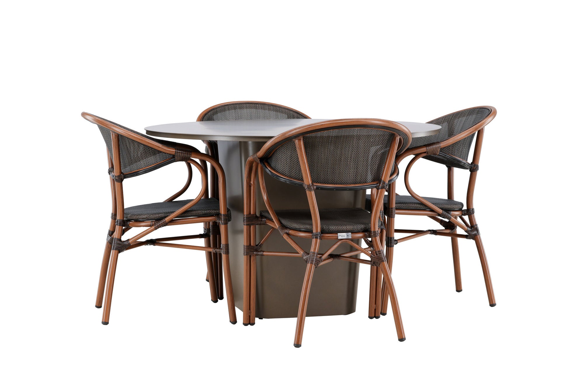 Venture Home Santa Fe spisebord ø120 - Roasty +Vila Real Caféchair 2-pack - Brown/Black _4