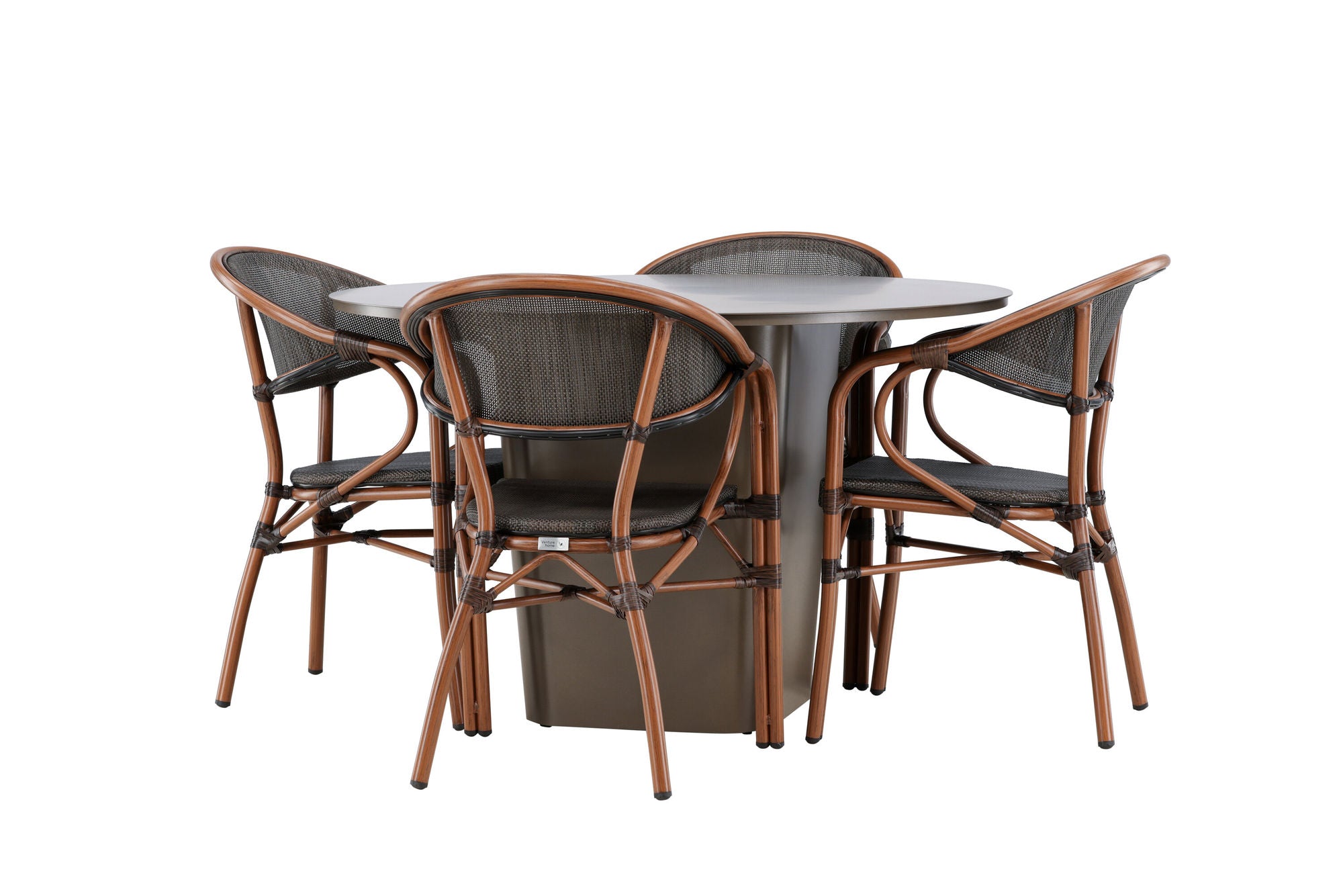 Venture Home Santa Fe spisebord ø120 - Roasty +Vila Real Caféchair 2-pack - Brown/Black _4