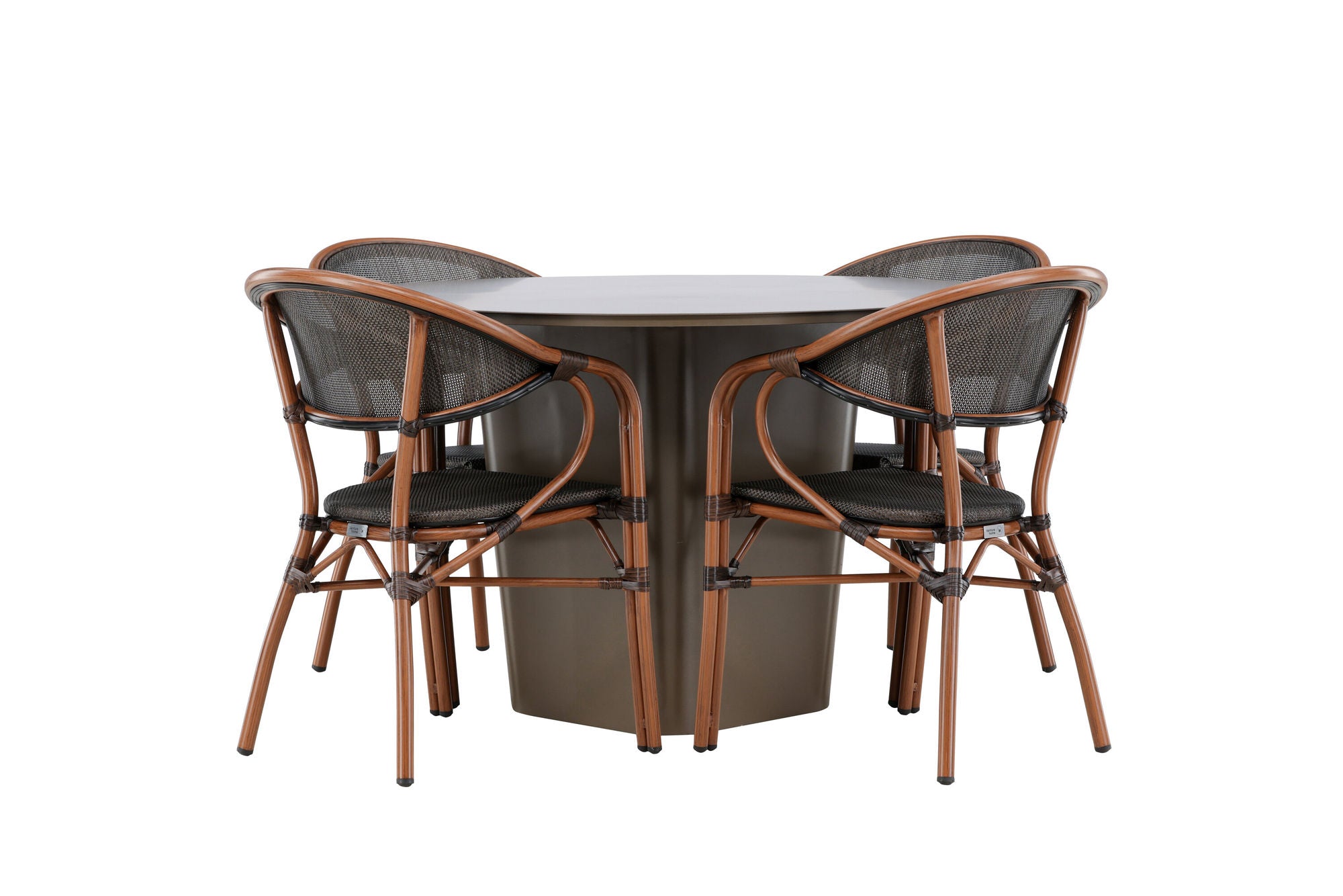 Venture Home Santa Fe spisebord ø120 - Roasty +Vila Real Caféchair 2-pack - Brown/Black _4
